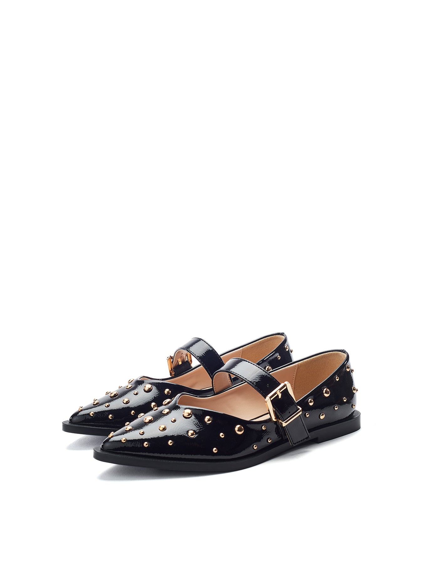 Fijia Studded Mary Jane Shoes Black