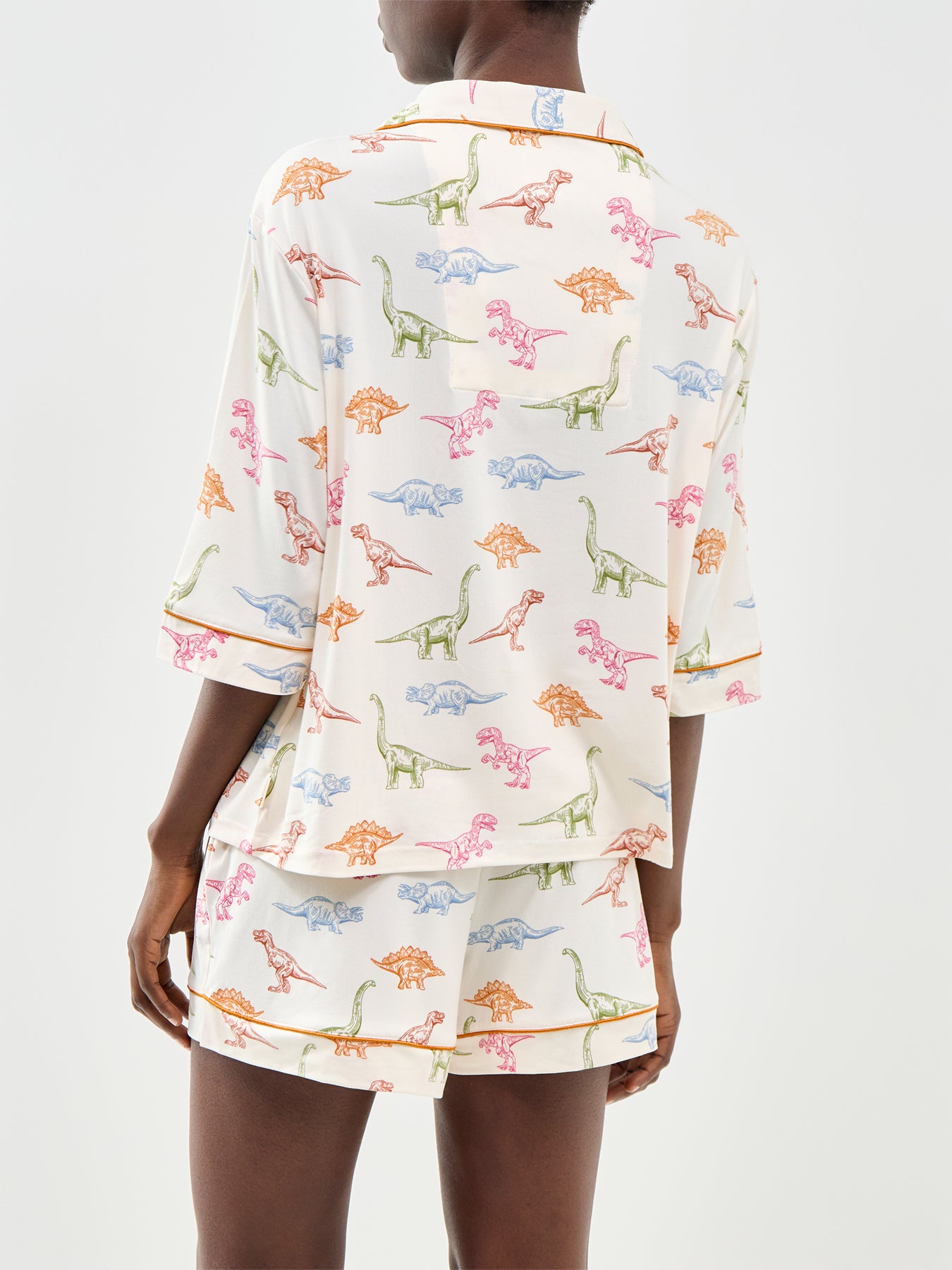 Dinosaur Short Pyjama Set White