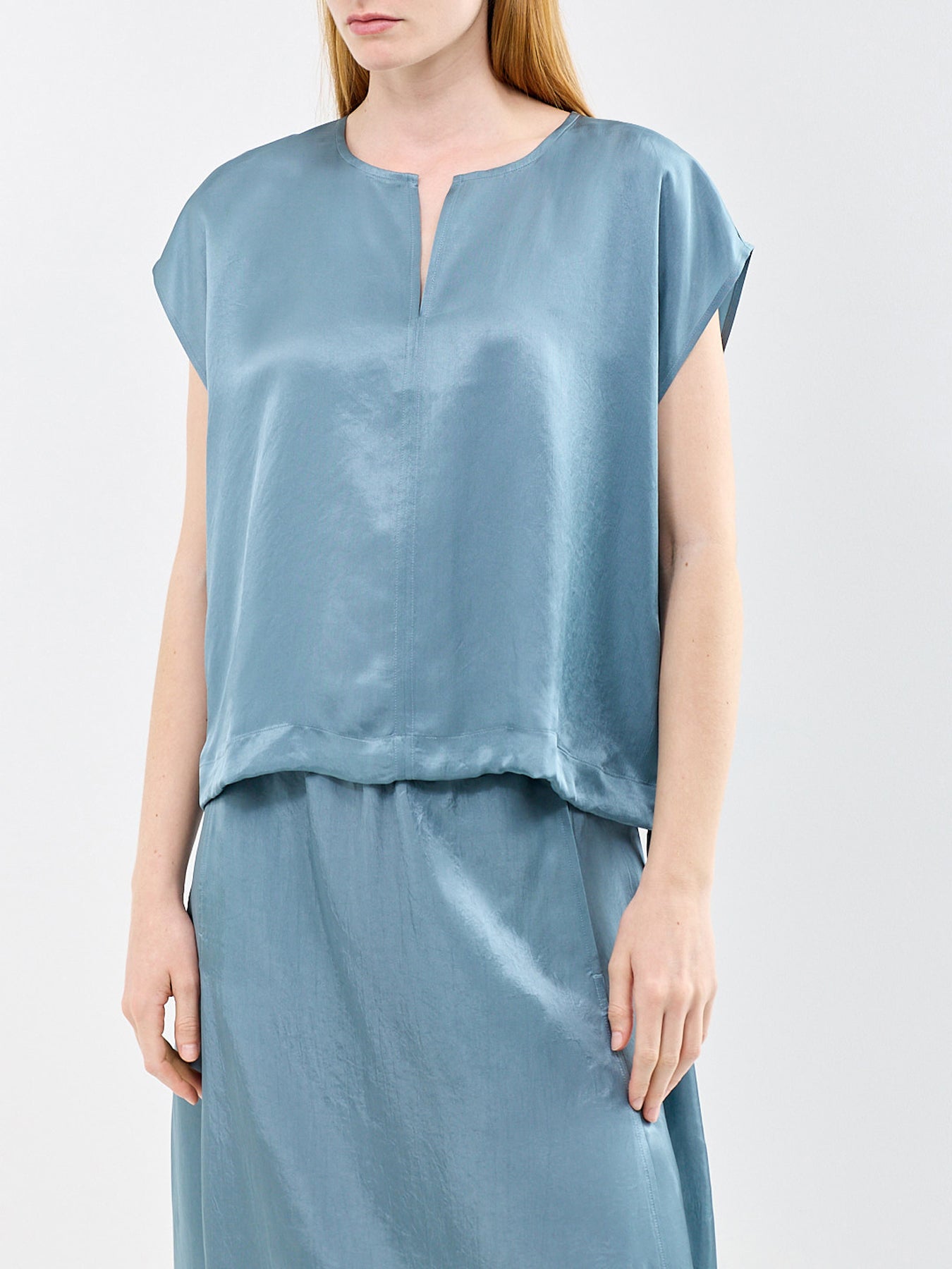 Split Neck Square Top Blue