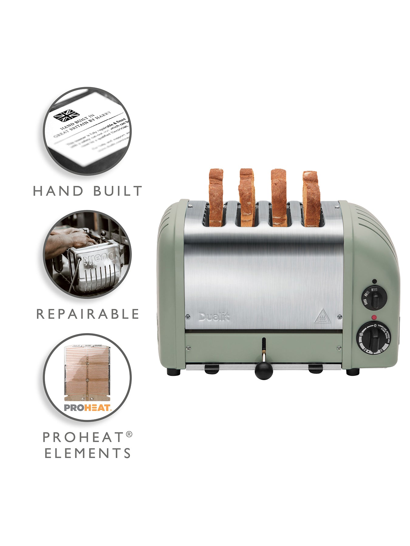 4 Slot AWS Toaster Sage Green