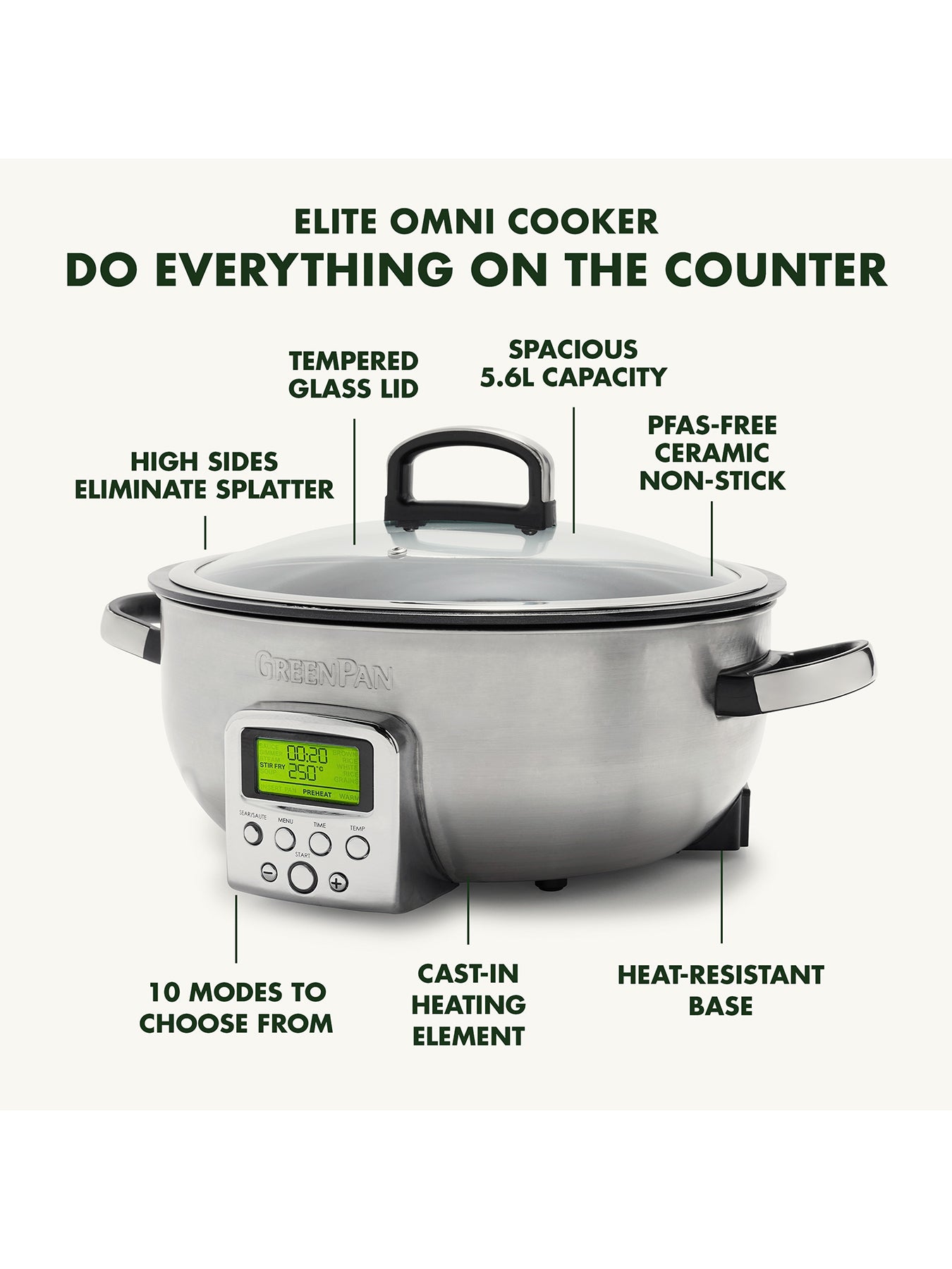 Elite Omnicooker 5.6L Multi Cooker Stainless Steel