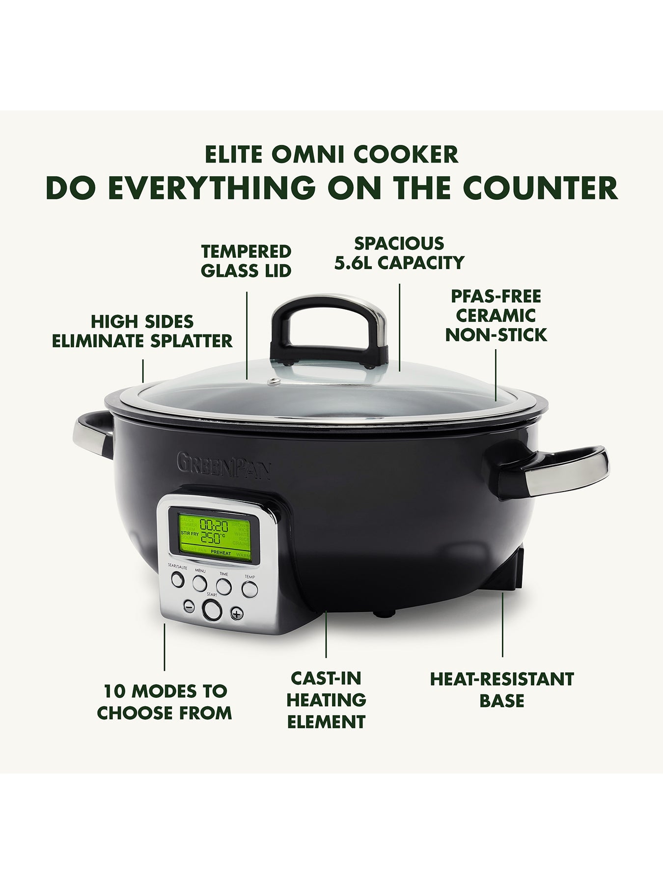 Elite Omnicooker 5.6L Multi Cooker Black