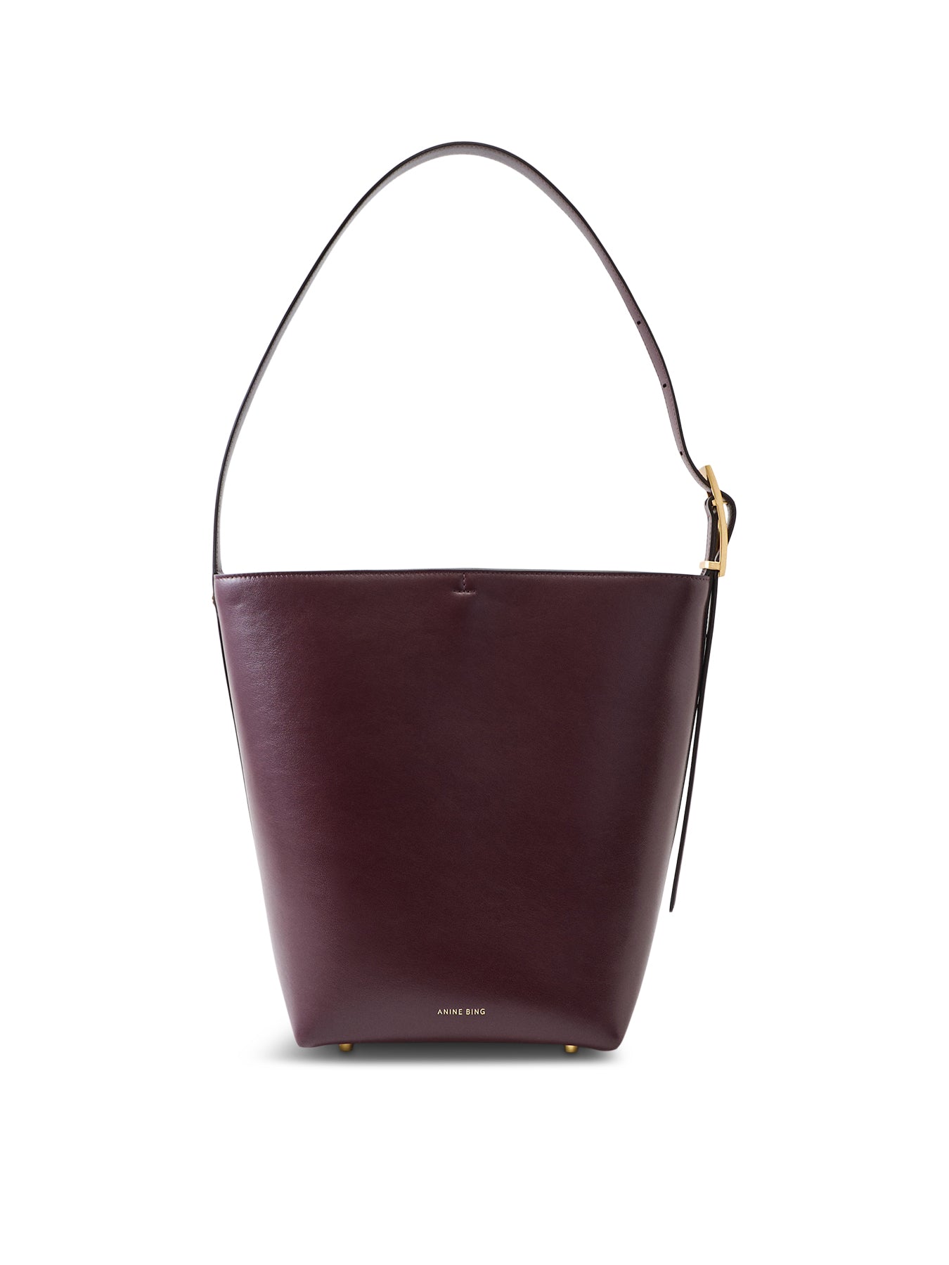 Elly Grained Leather Bucket Bag Burgundy