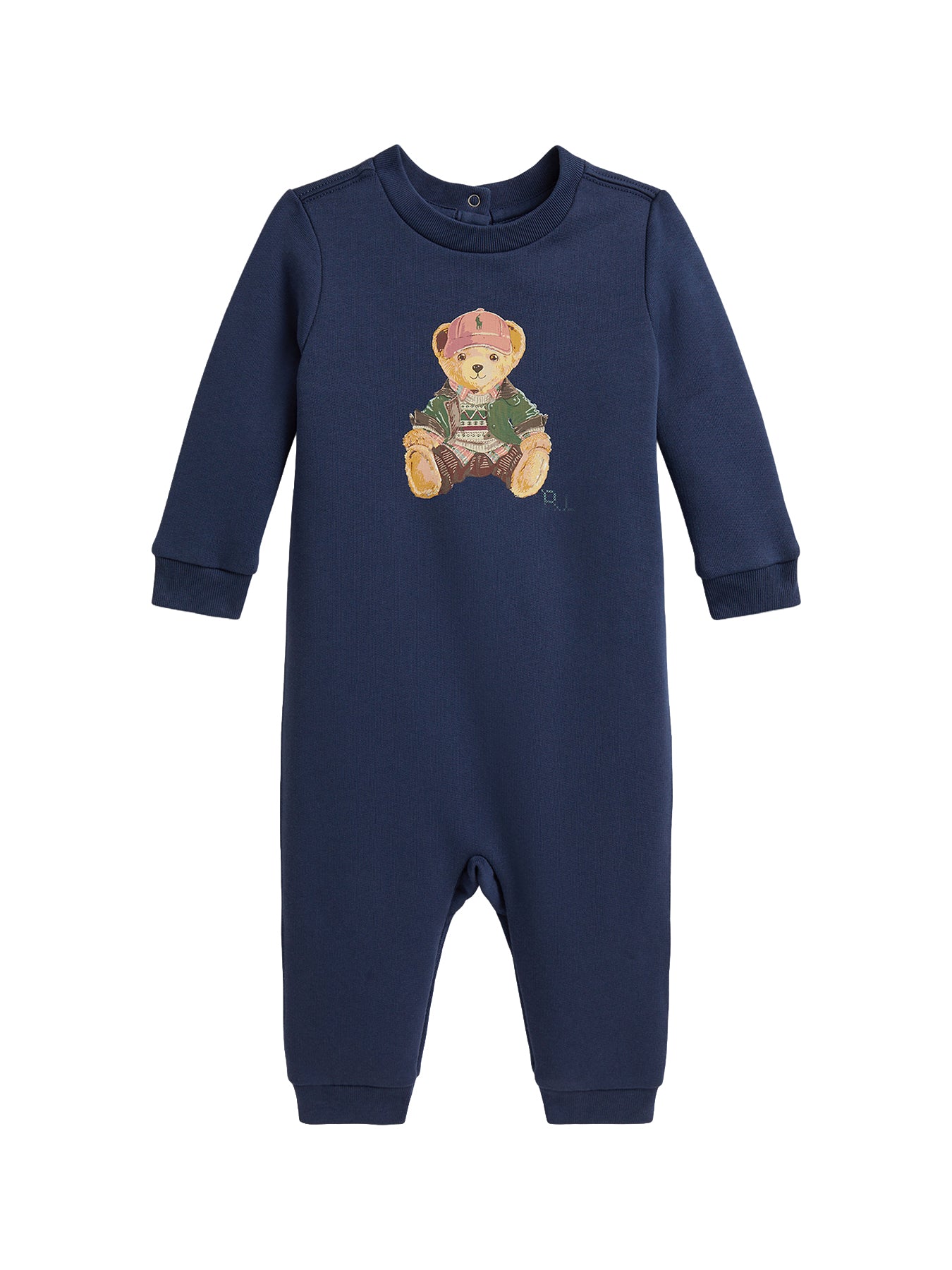 Baby Cotton Blend Knitted Coverall - Navy