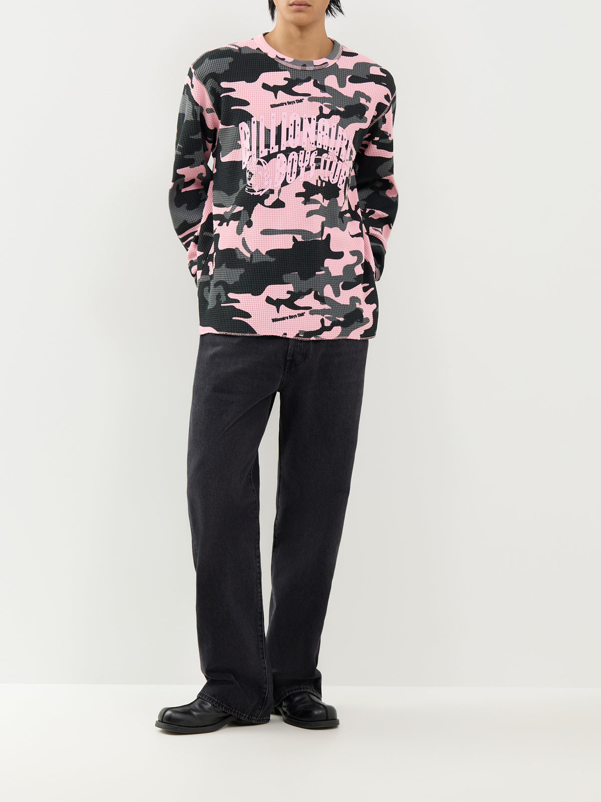 Stencil Arch Logo Waffle Cotton Long-Sleeved T-Shirt