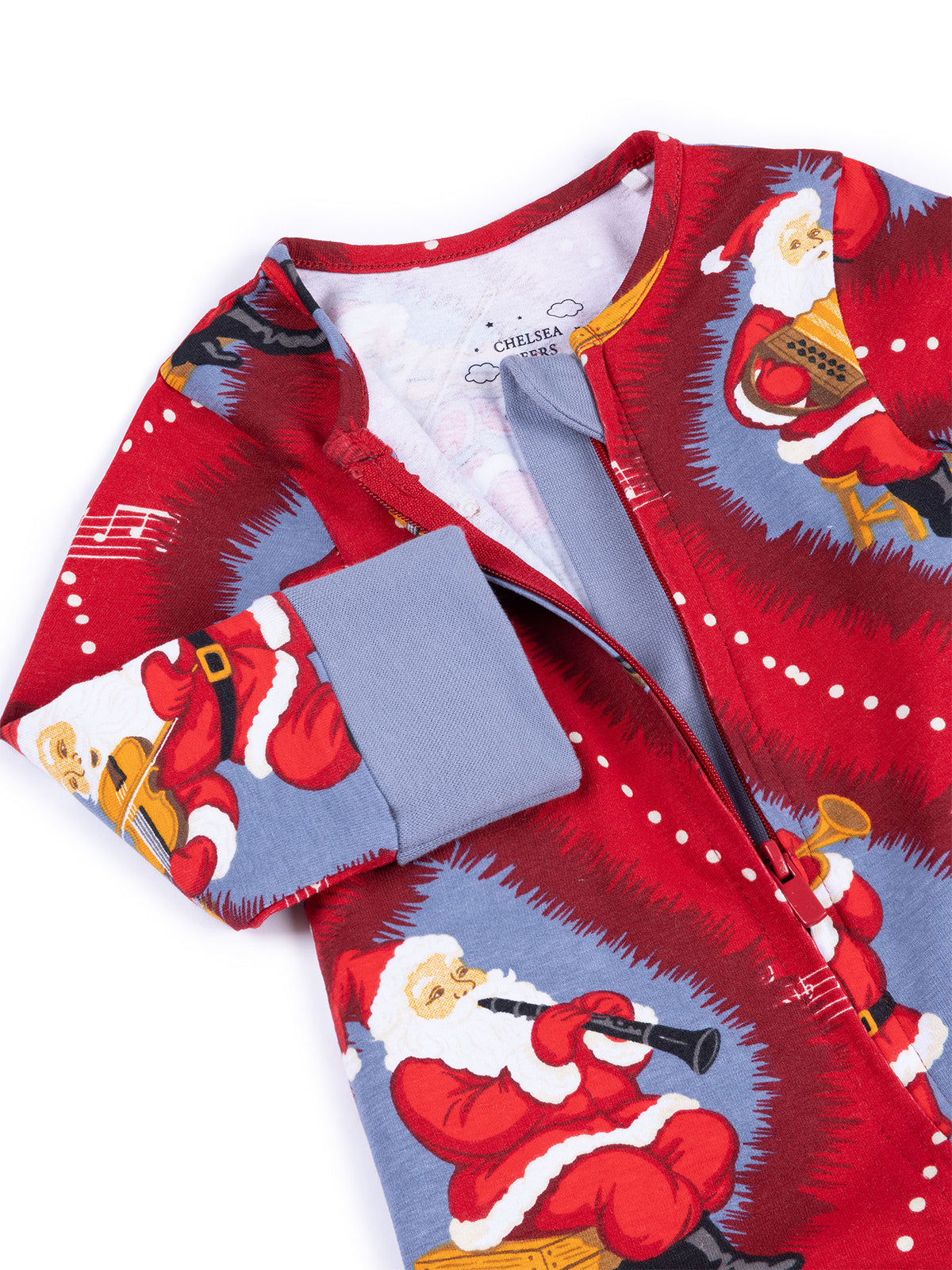 Musical Santa Diamond Christmas Baby Sleepsuit