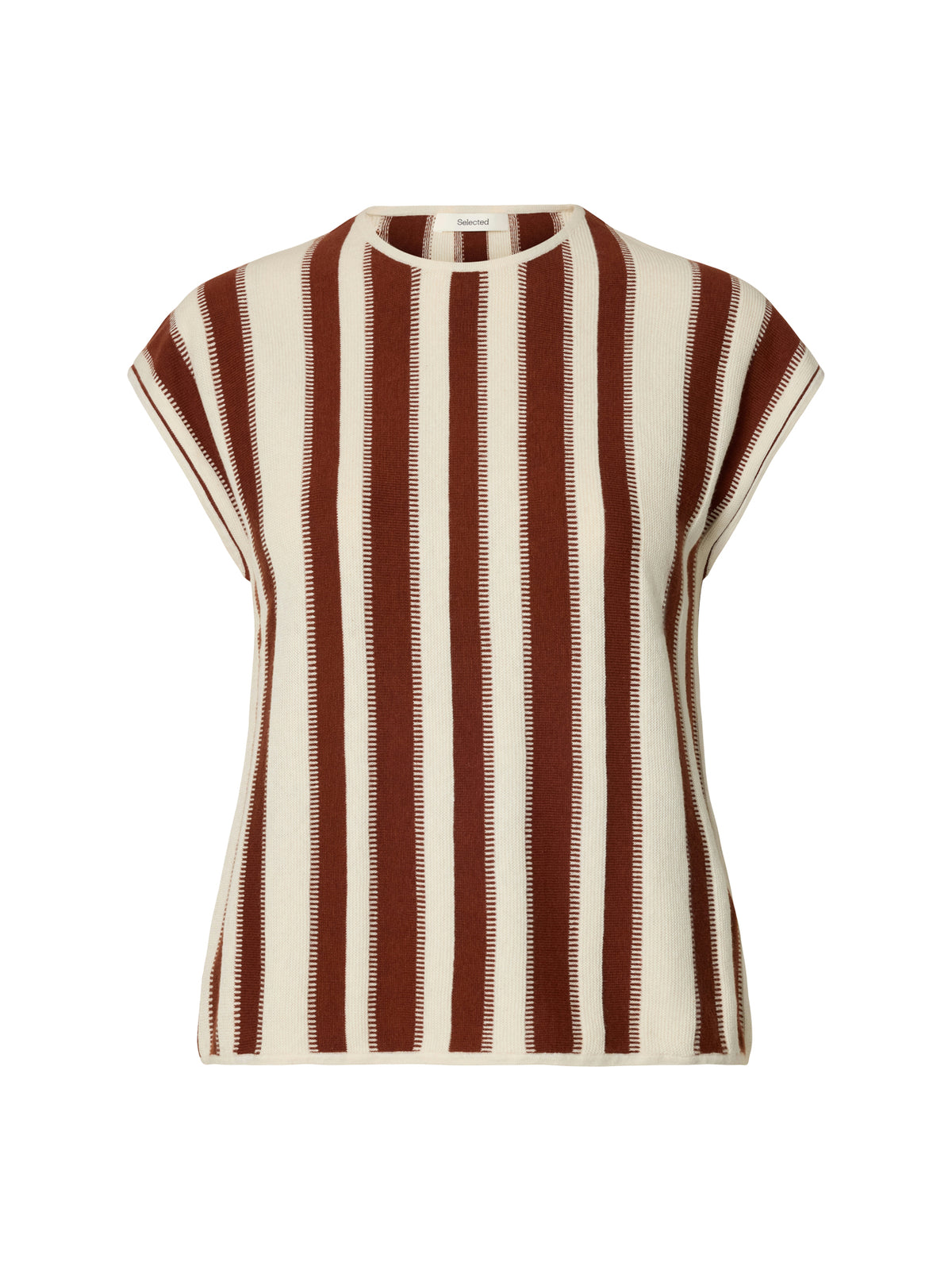 Lina Sleeveless Knit Crew Neck Jumper Cream