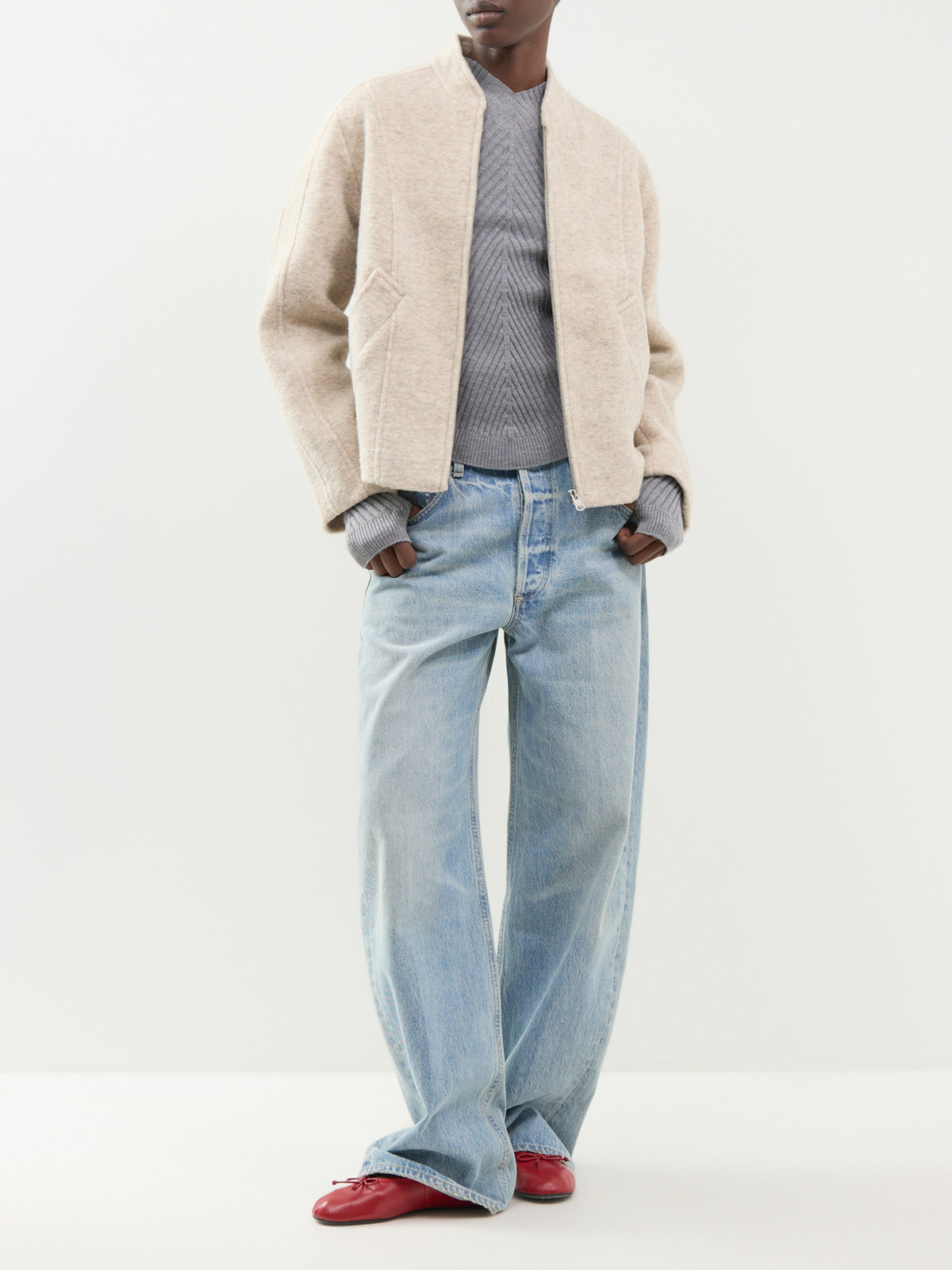Recycled Wool Blend Jacqueline Jacket - Silver Birch