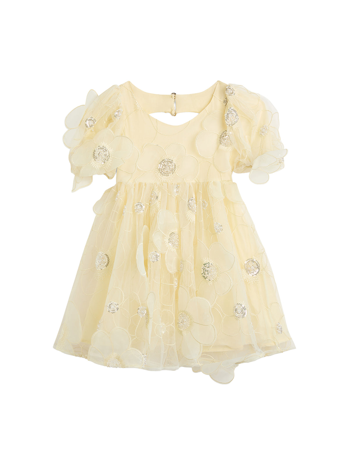 Baby Jamie Flower Heart Mini Dress Yellow