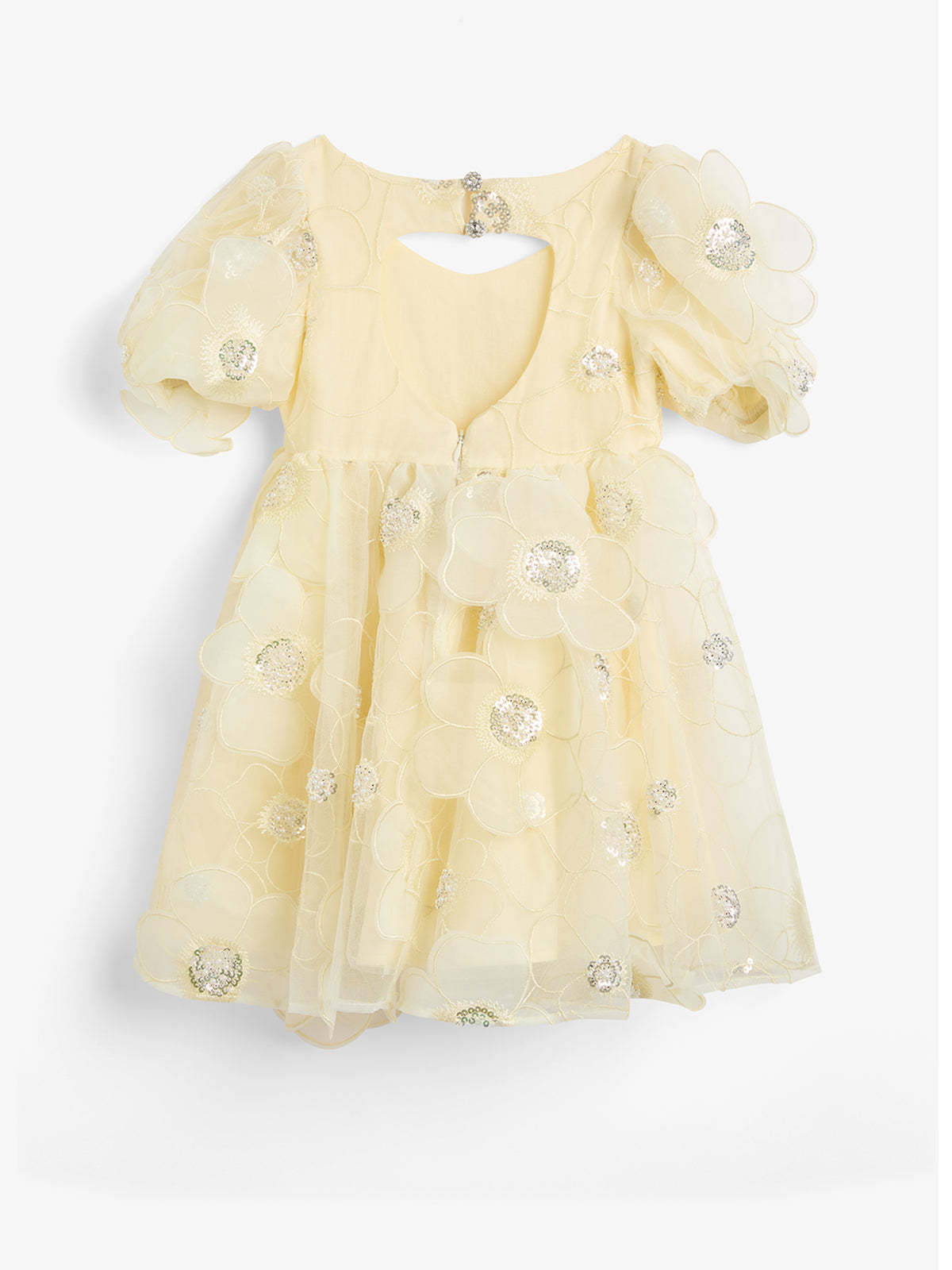 Baby Jamie Flower Heart Mini Dress Yellow