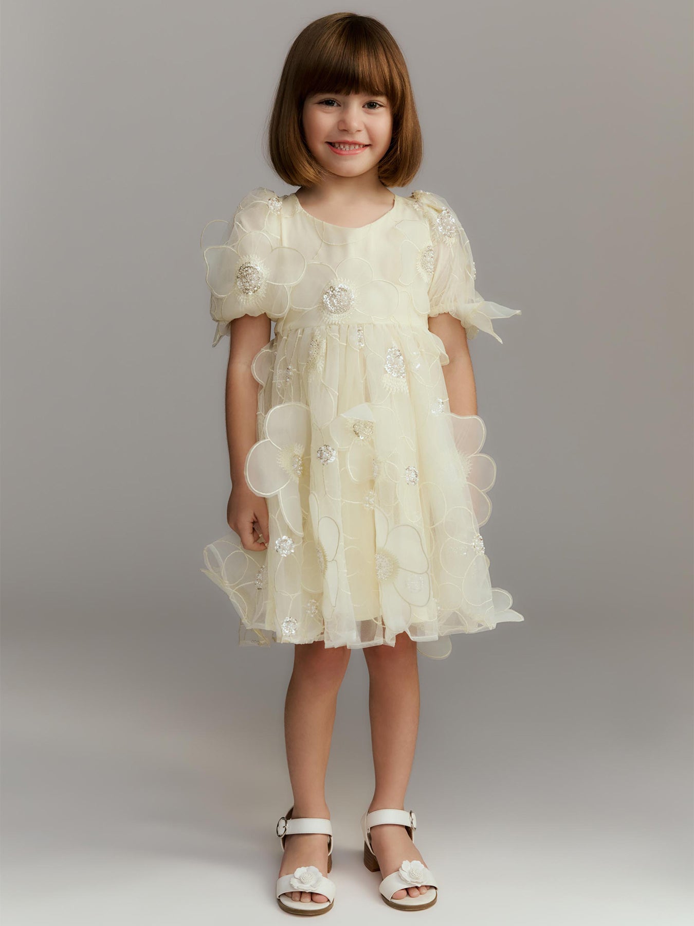 Kids' Jamie Flower Heart Mini Dress Yellow
