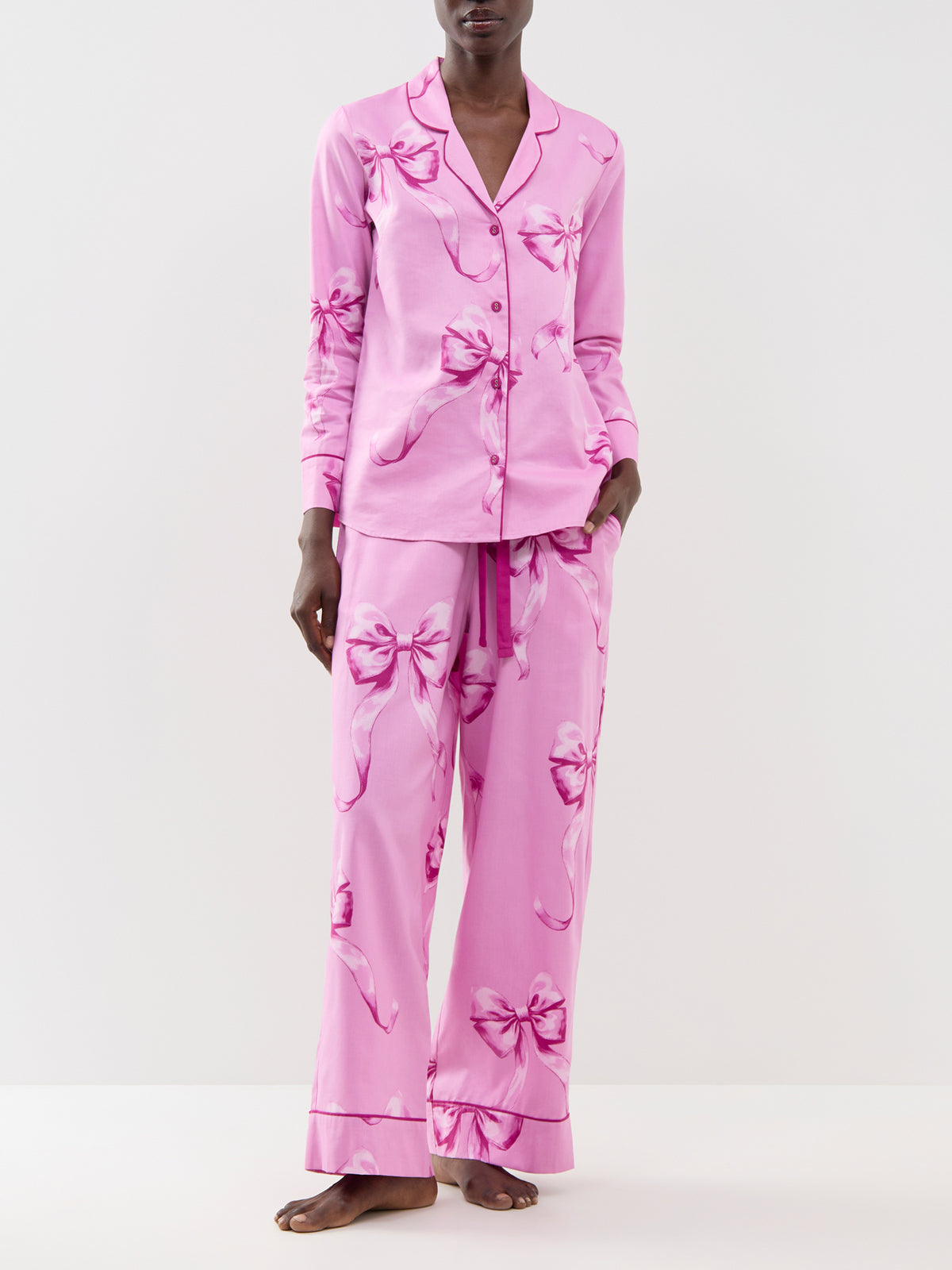 Bow Print Wide Leg Pyjama Bottoms