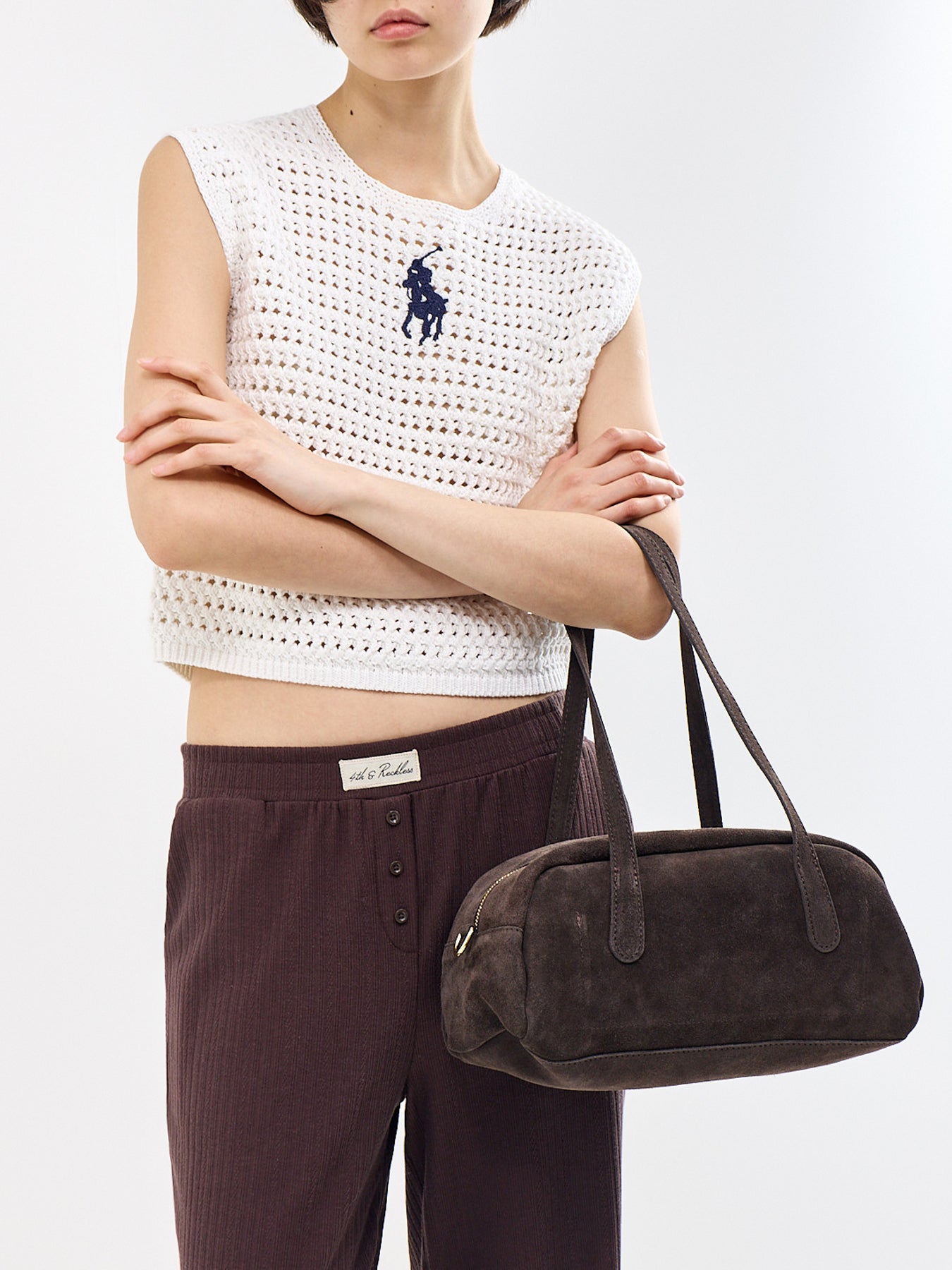 Manny Suede Tote Bag Brown
