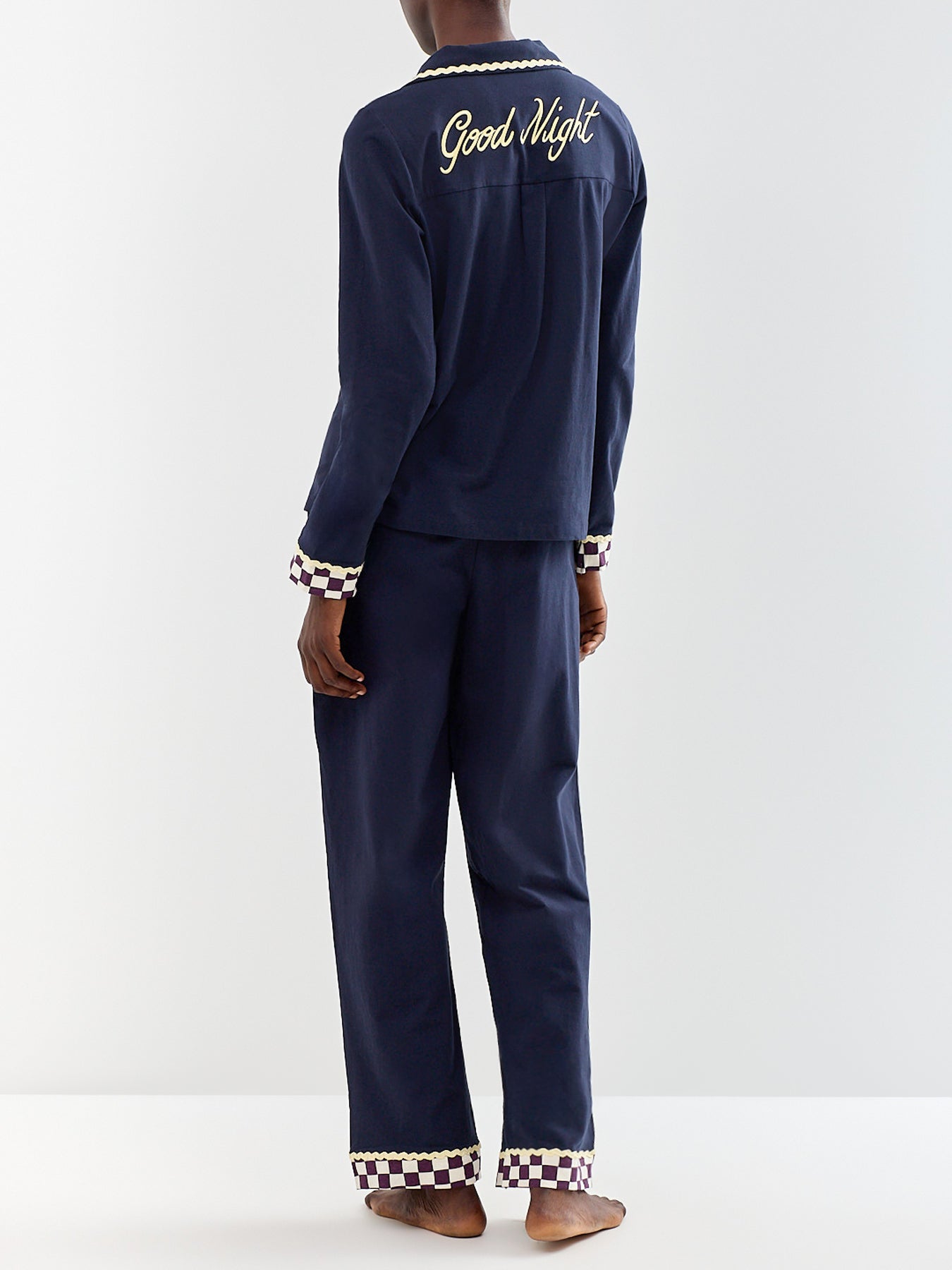Good Night Organic Cotton Long Pyjama Set Navy
