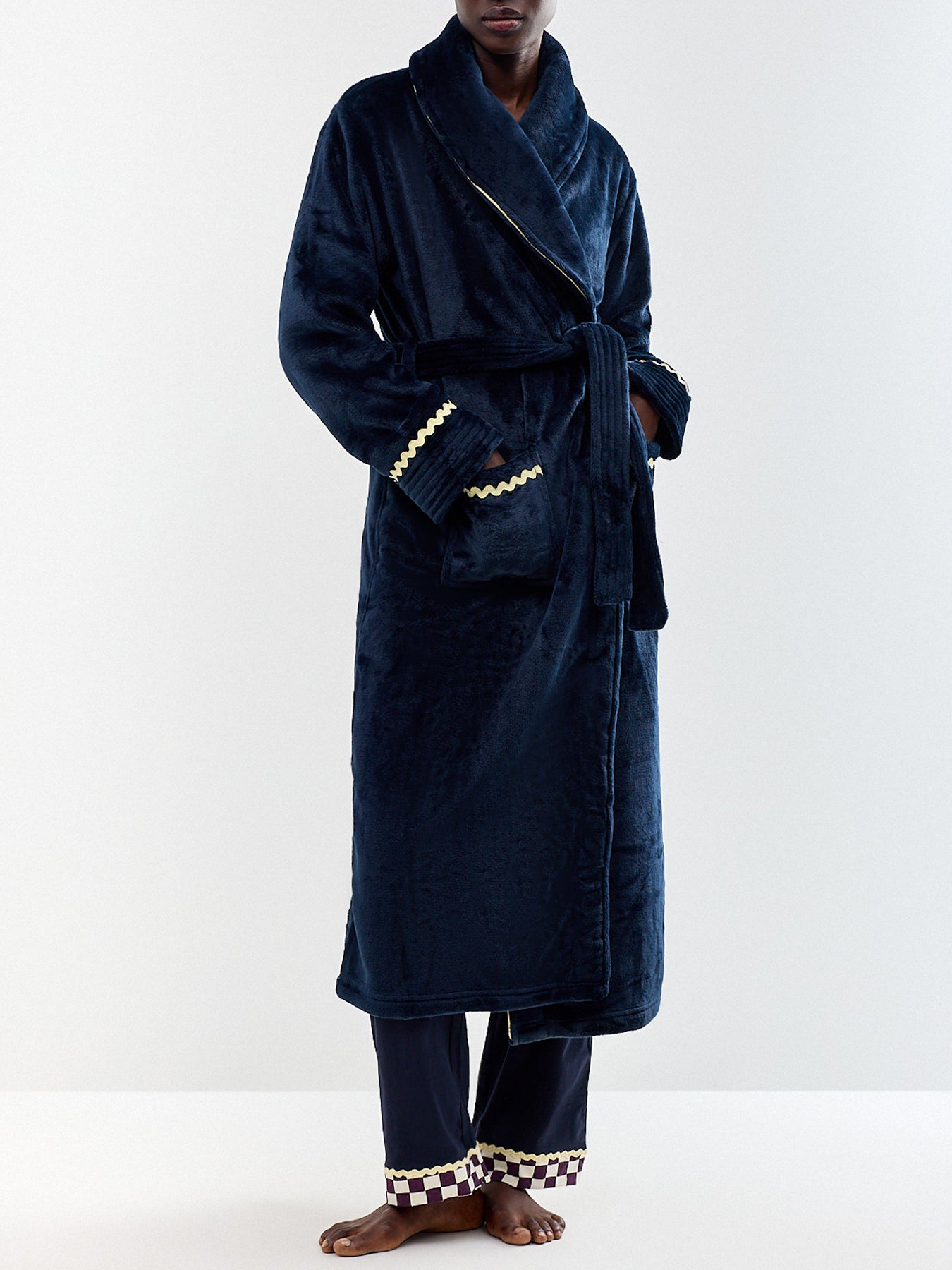 Good Night Recycled Polyester Dressing Gown Navy