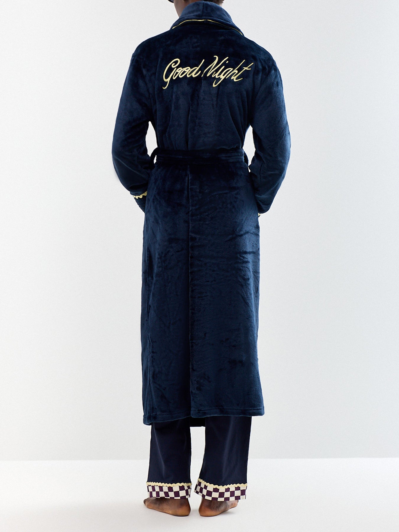 Good Night Recycled Polyester Dressing Gown Navy