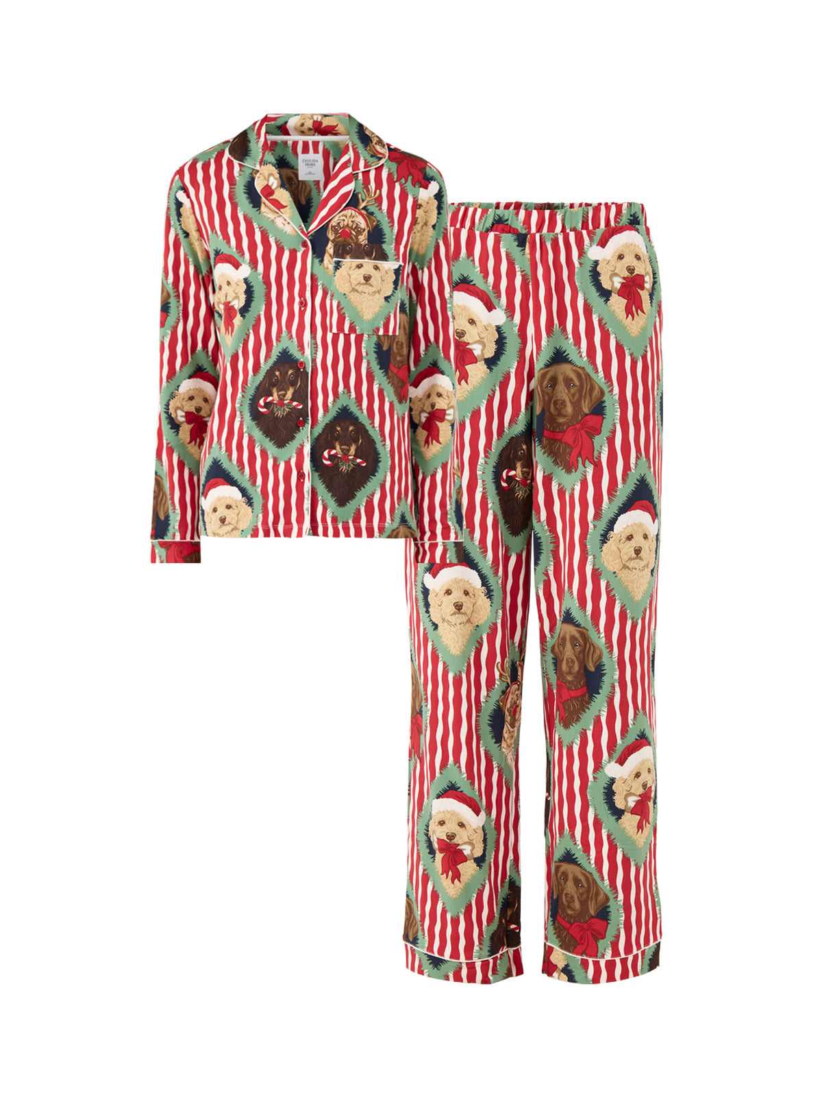 Chip Faces Long Pyjama Set - Red