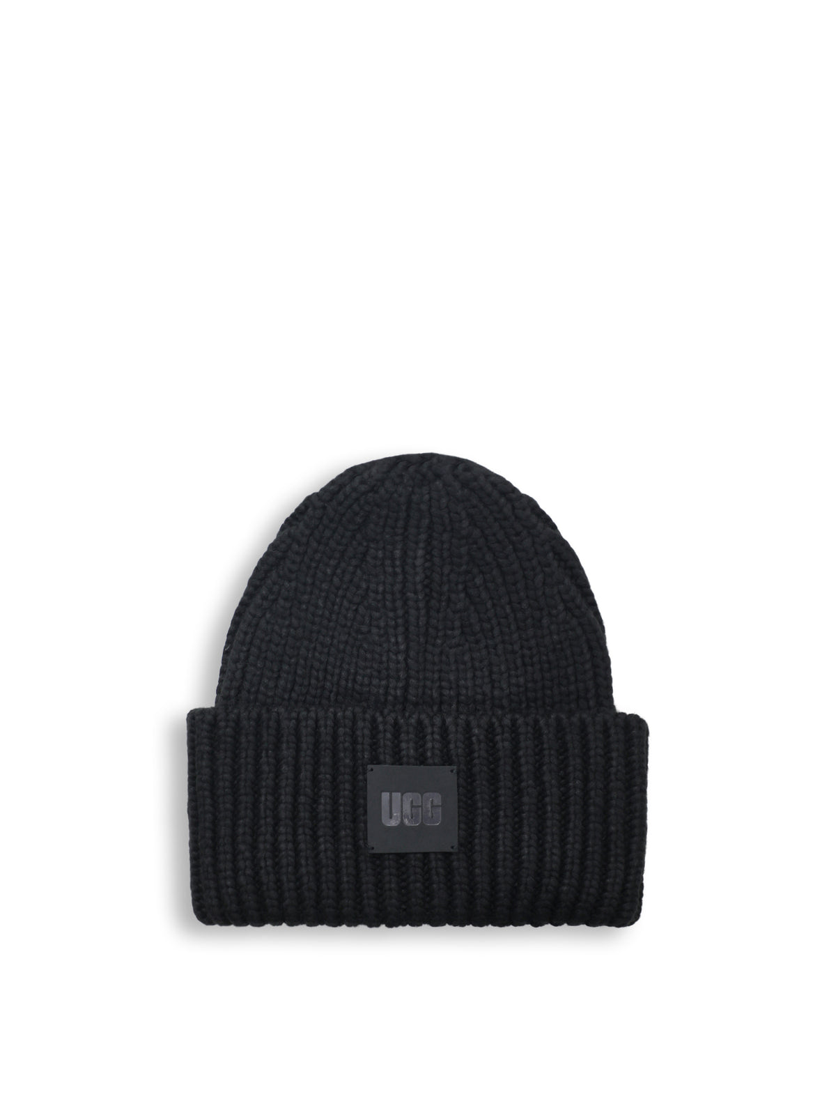 Chunky Rib Wool Blend Beanie - Black