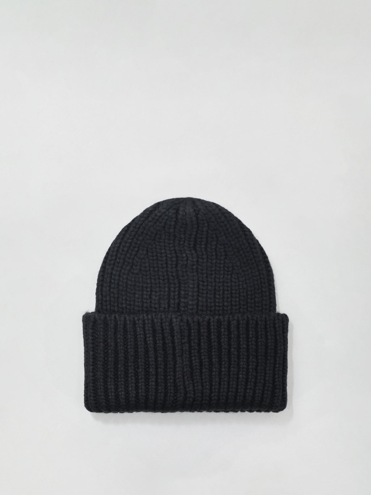 Chunky Rib Wool Blend Beanie - Black
