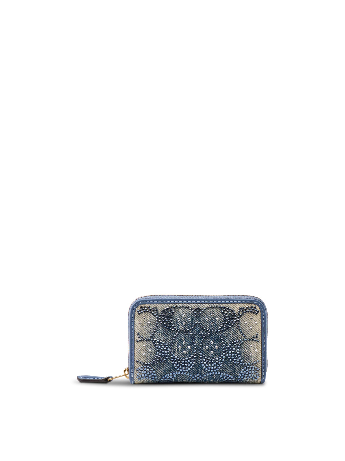 Coach Crystal Signature Denim Small Zip Around Card Case