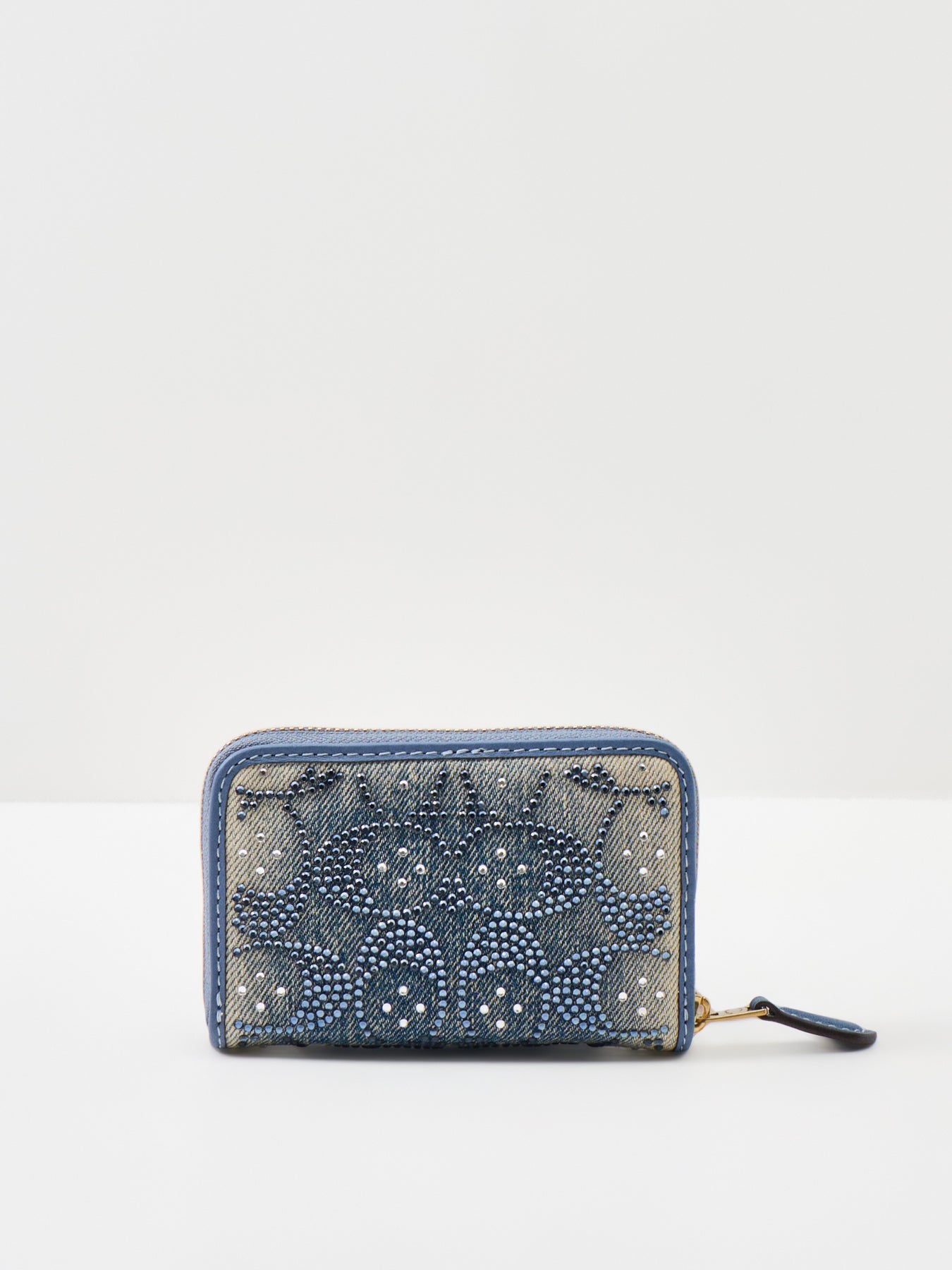 Coach Crystal Signature Denim Small Zip Around Card Case