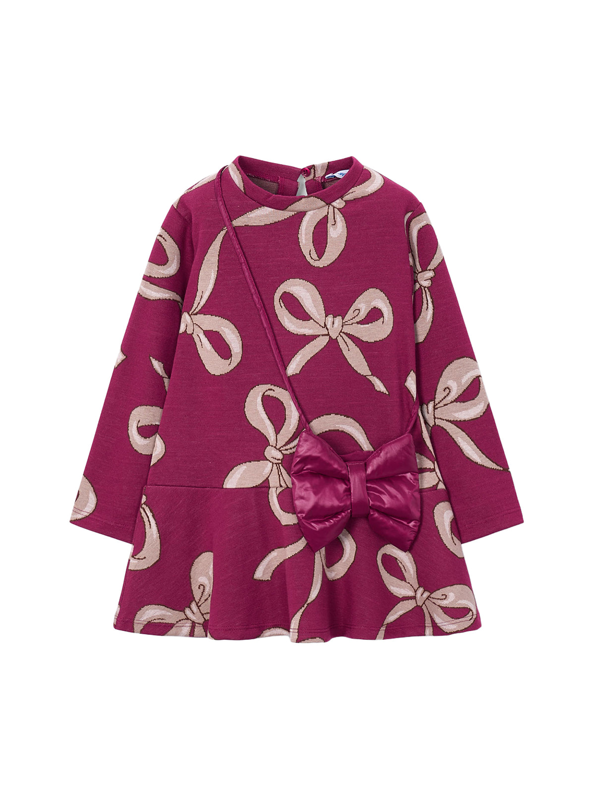 Kids' Jacquard Knit Dress with Bag Pink