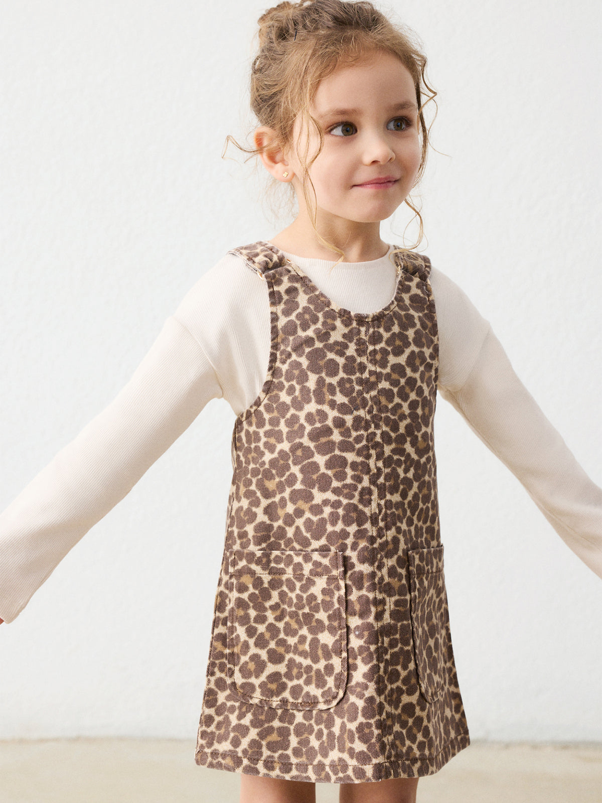 Cotton Twill Pinafore Dress - Chestnut