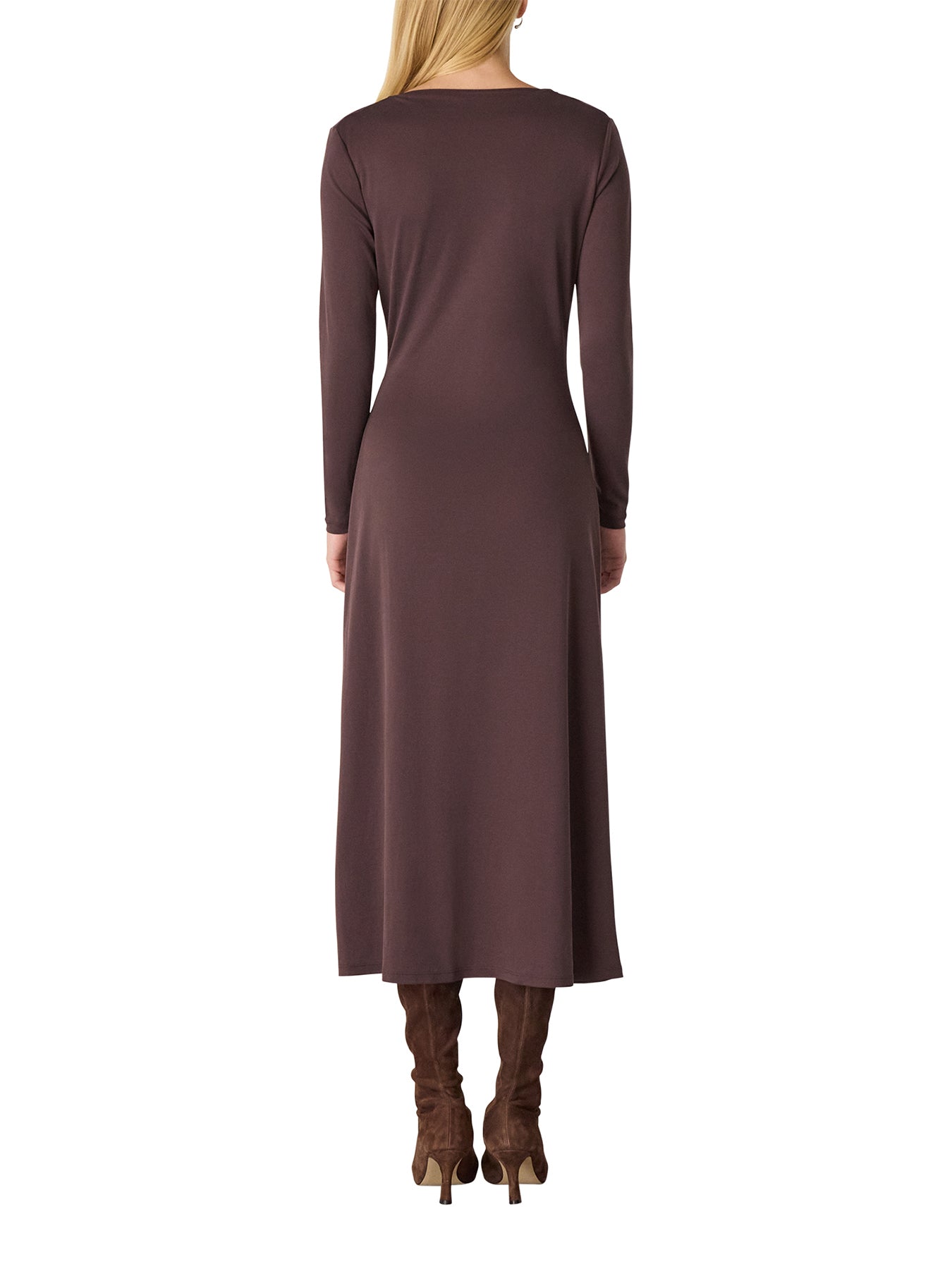 Ruched Detail Midi Dress Brown