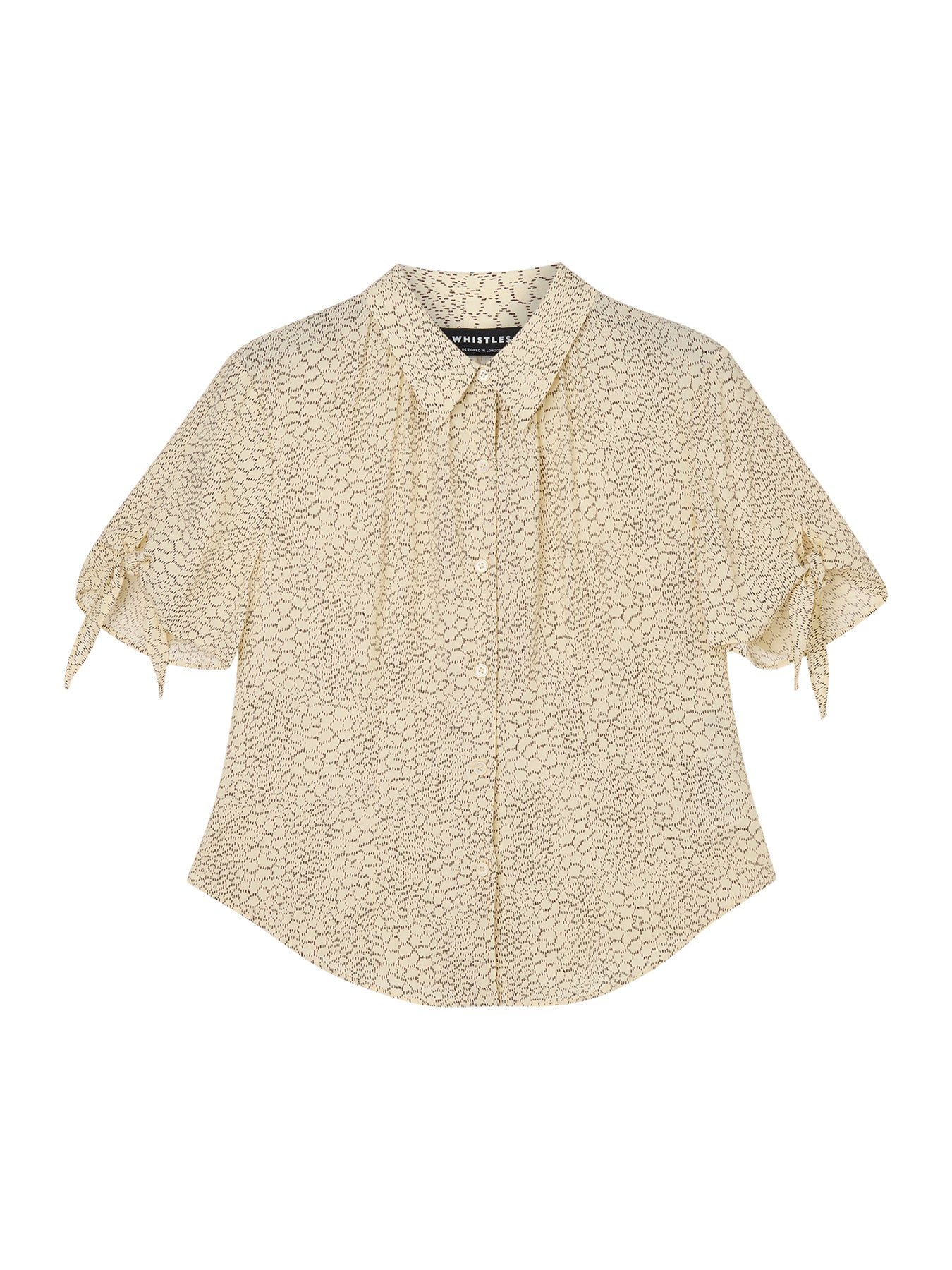 Dashed Marks Tie Sleeve Blouse Cream