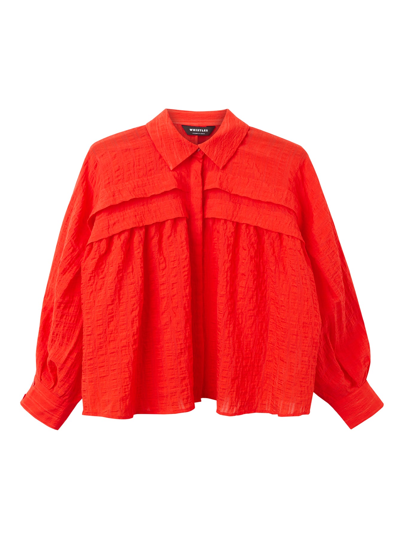 Textured Frill Detail Blouse Red