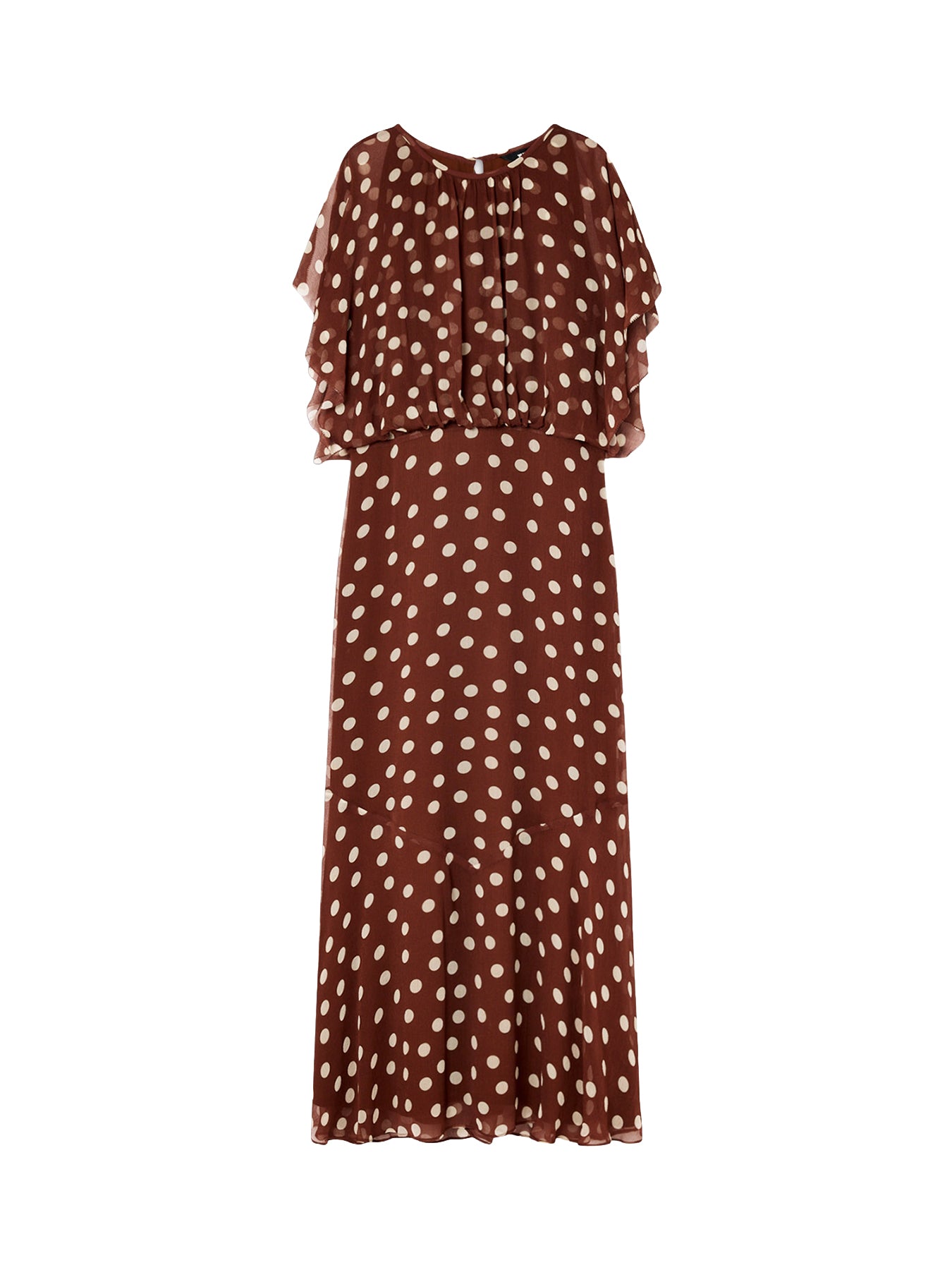 Polka Dot Print Midi Dress Brown