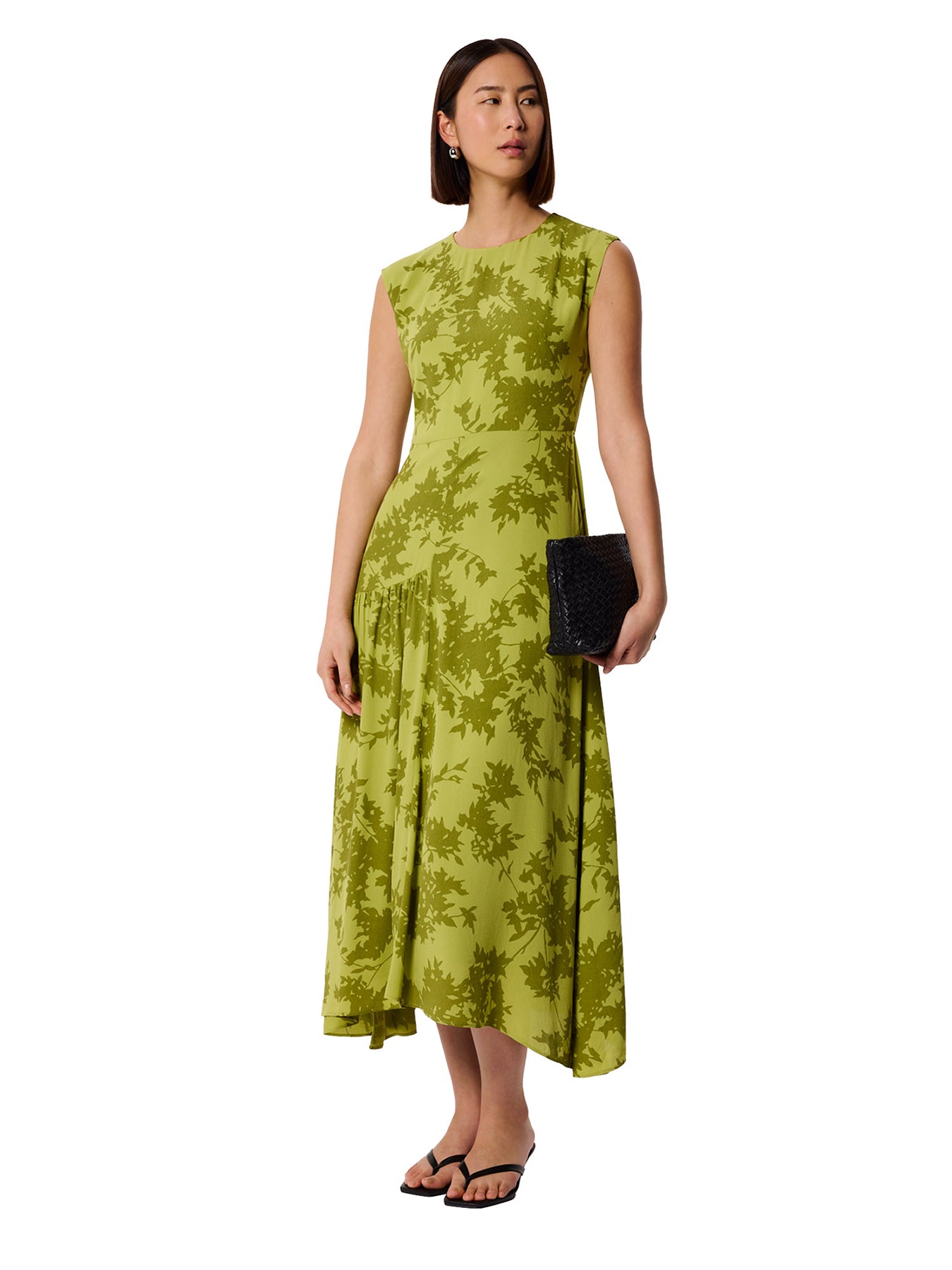Floral Asymmetric Dress Green