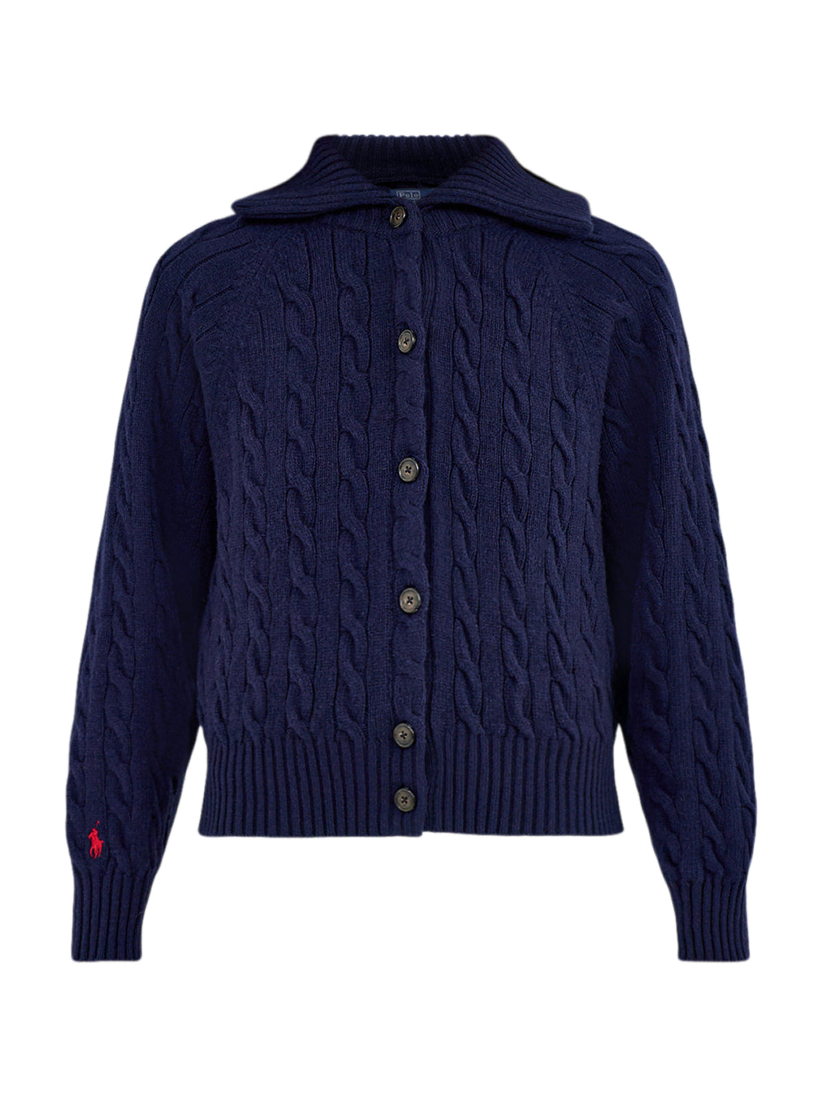 Wool & Cashmere Cable Knit Foldover Collar Cardigan