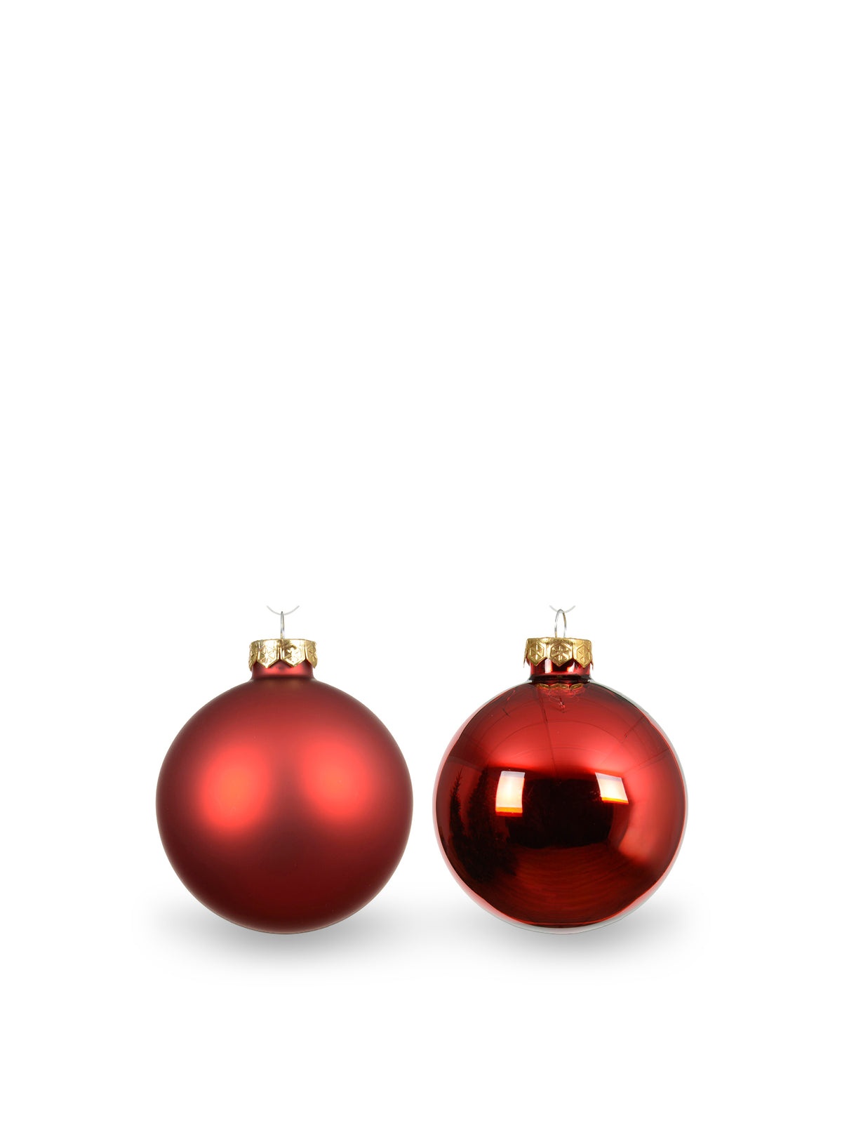 Shiny & Matt Glass Baubles Set of 12 - Christmas Red