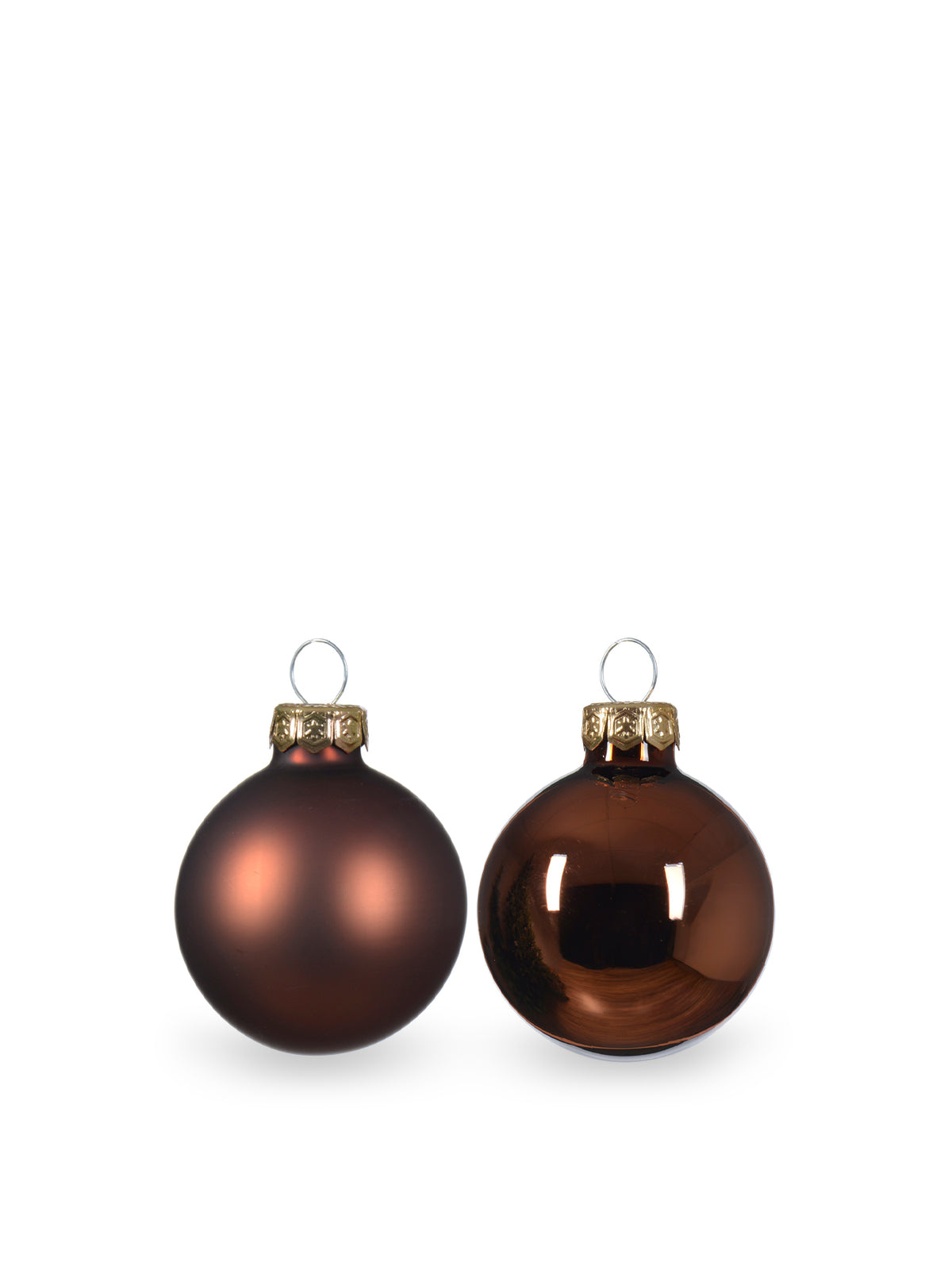 Shiny & Matt Glass Baubles Set of 12 - Espresso