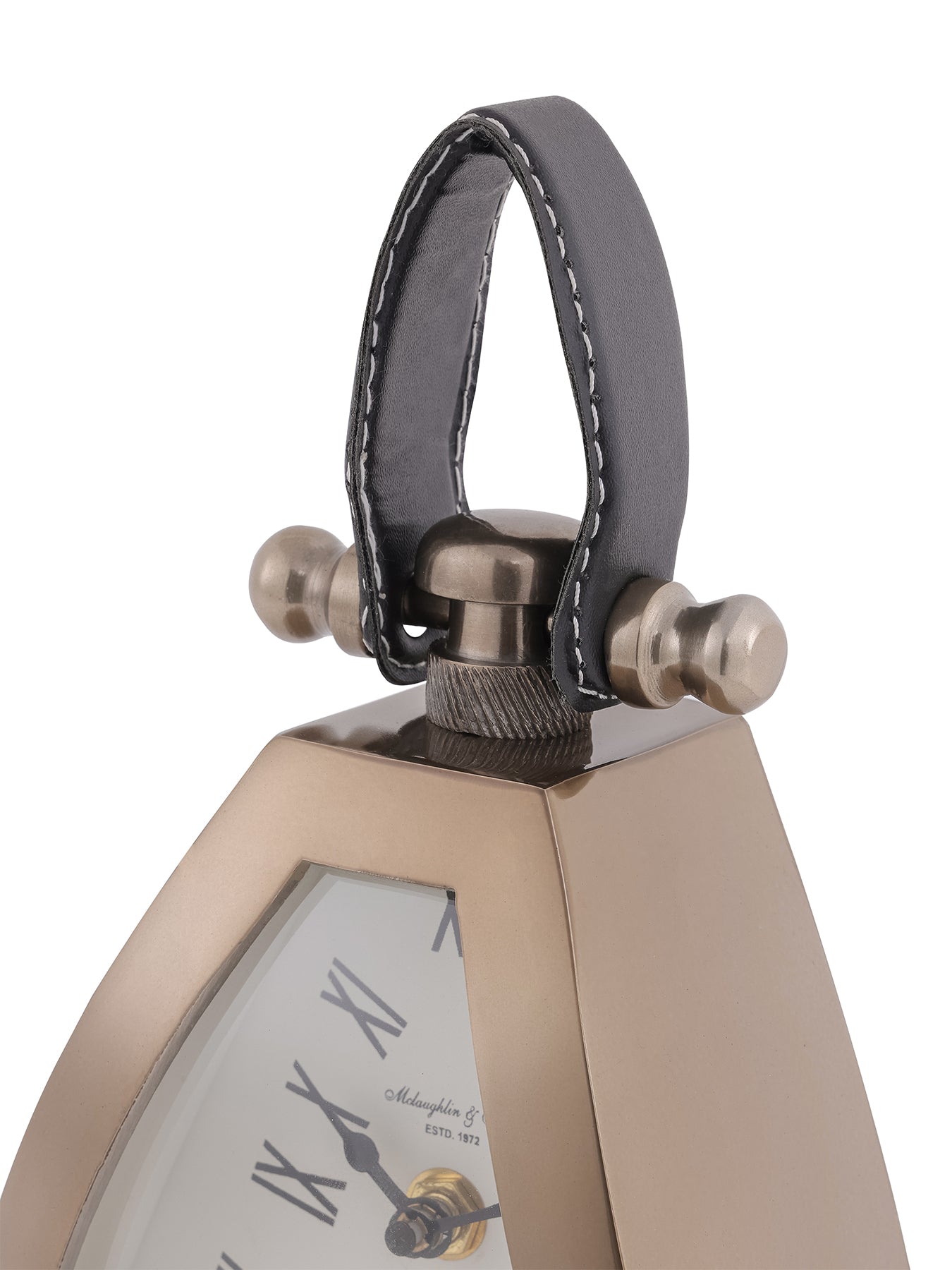 Isosceles Brass Curved Front Mantel Clock Small Brass