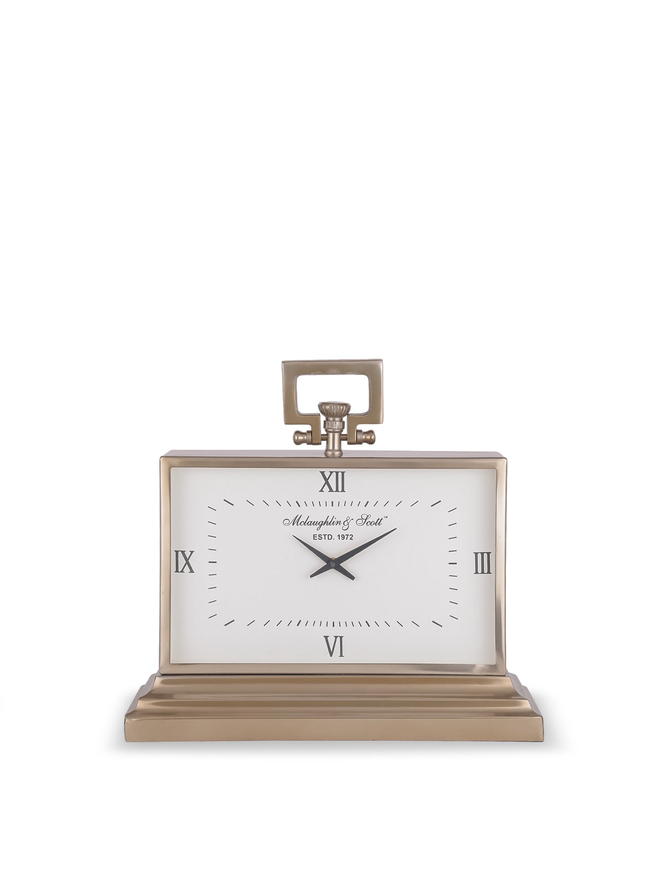 Latham Brass Rectangular Clock Small Brass