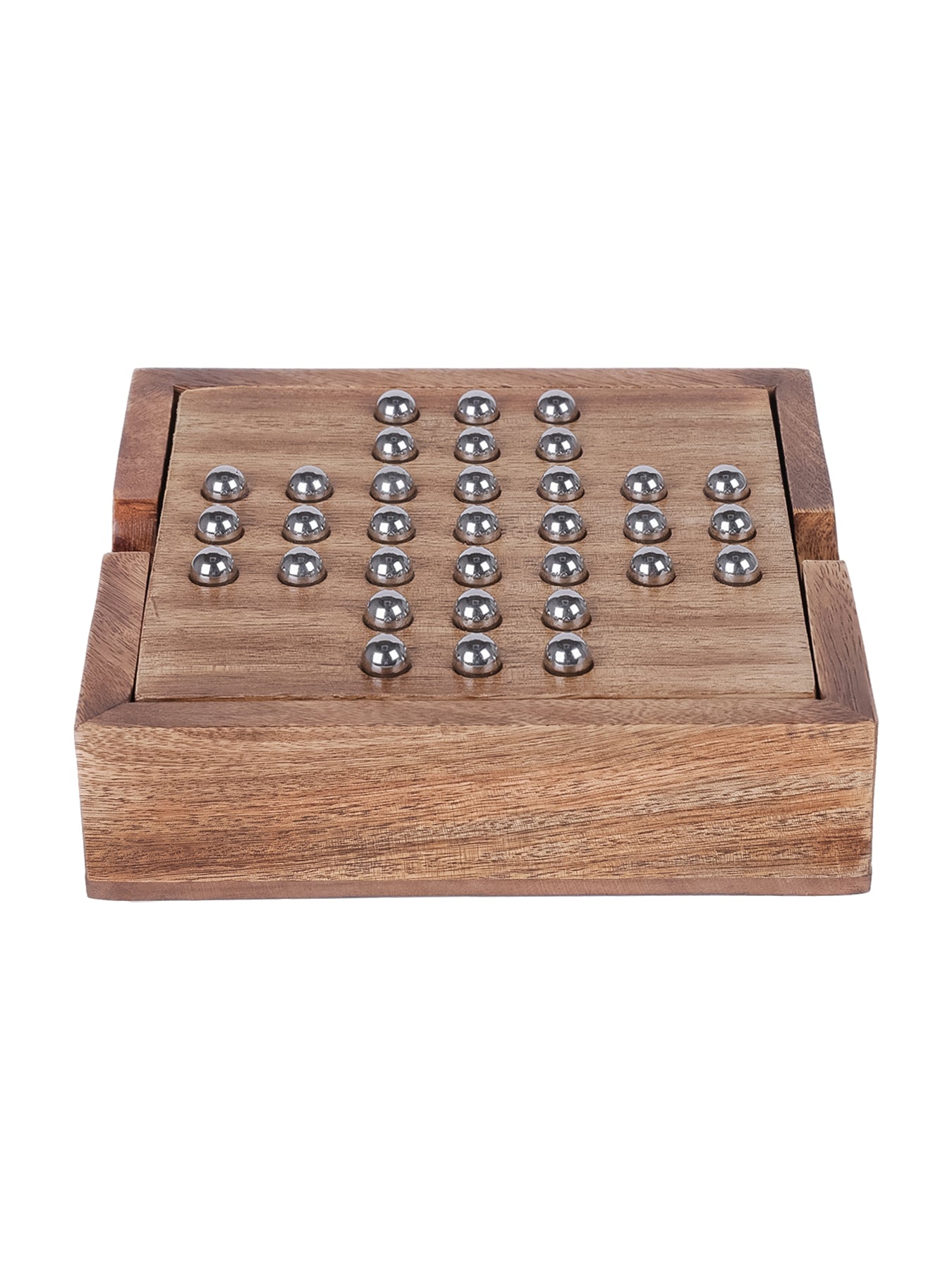 Pryce Mango Wood Noughts and Crosses & Solitaire Game Brown
