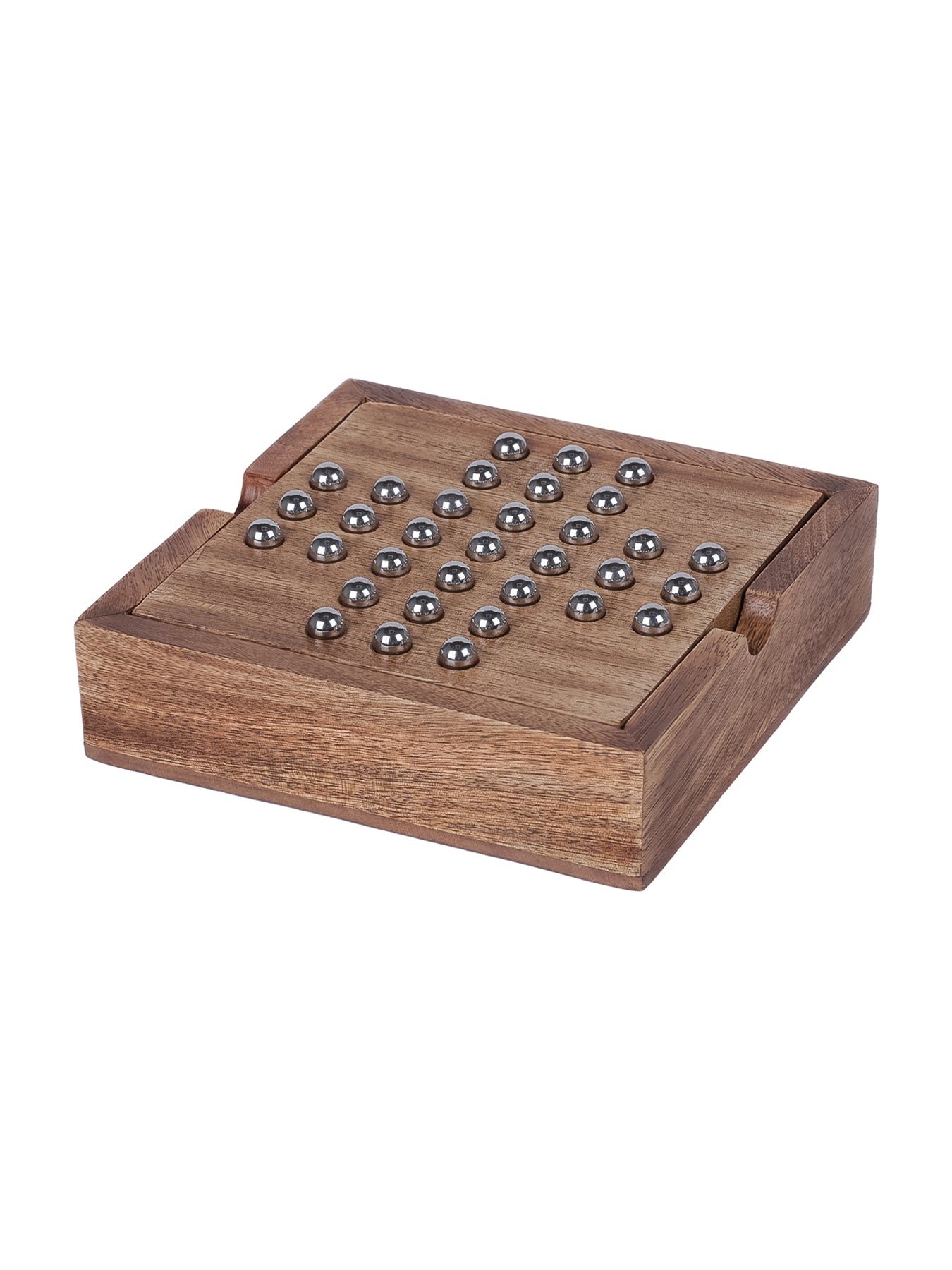 Pryce Mango Wood Noughts and Crosses & Solitaire Game Brown