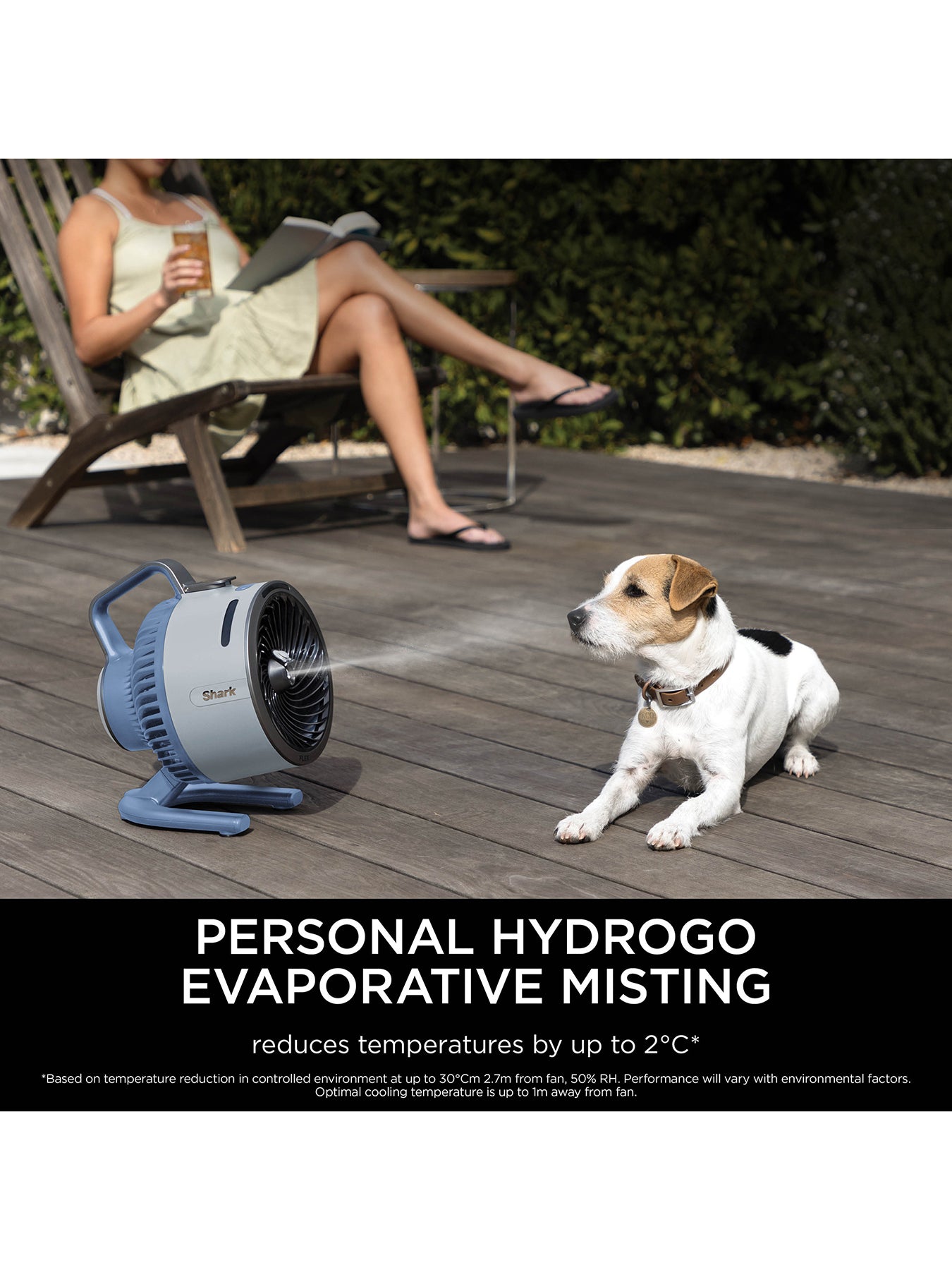 FlexBreeze HydroGo Portable Misting Fan Glacier Blue