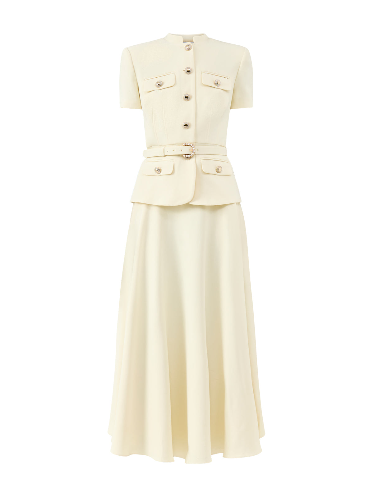 Yellow Crepe Tailored Midi Dress Yellow