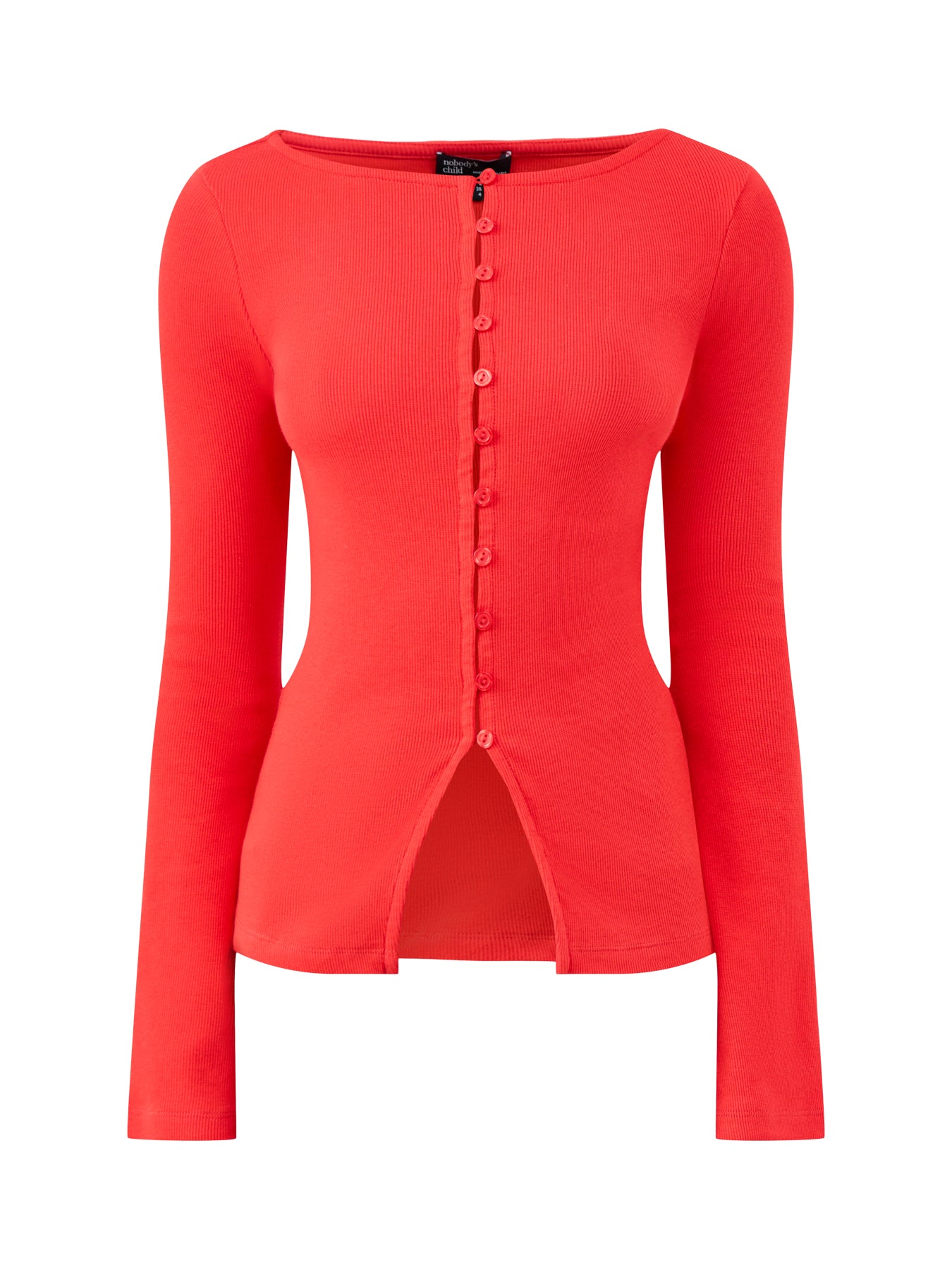 Slash Neck Cardigan Red