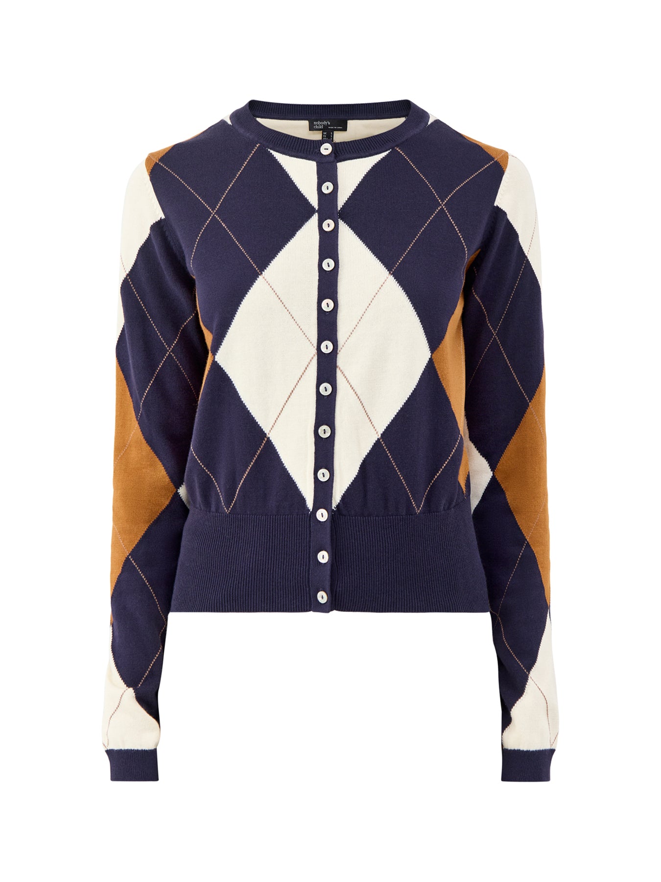 Argyle Short Sleeve Cardigan Multi