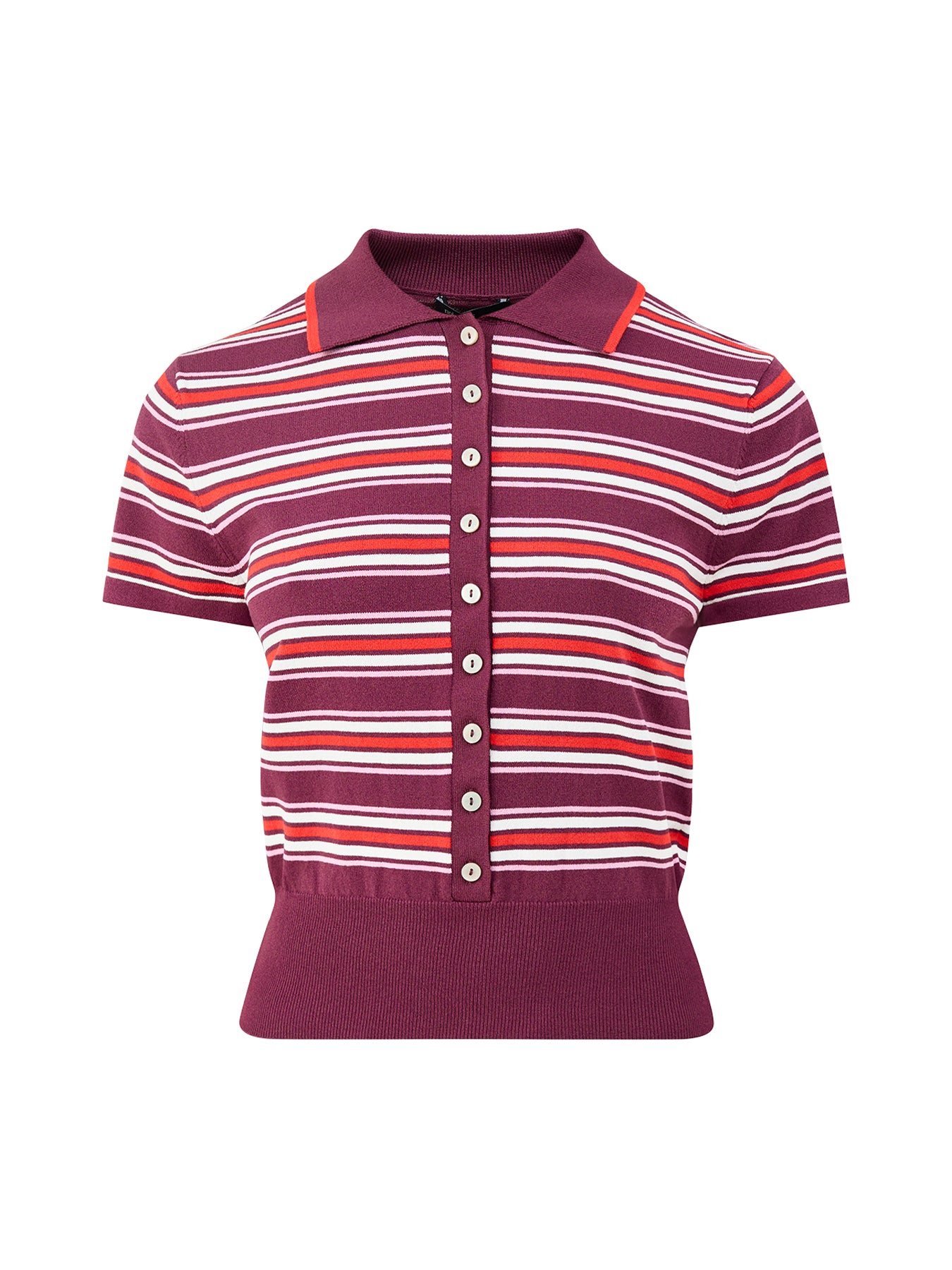 Waisted Polo Knit Top Multi