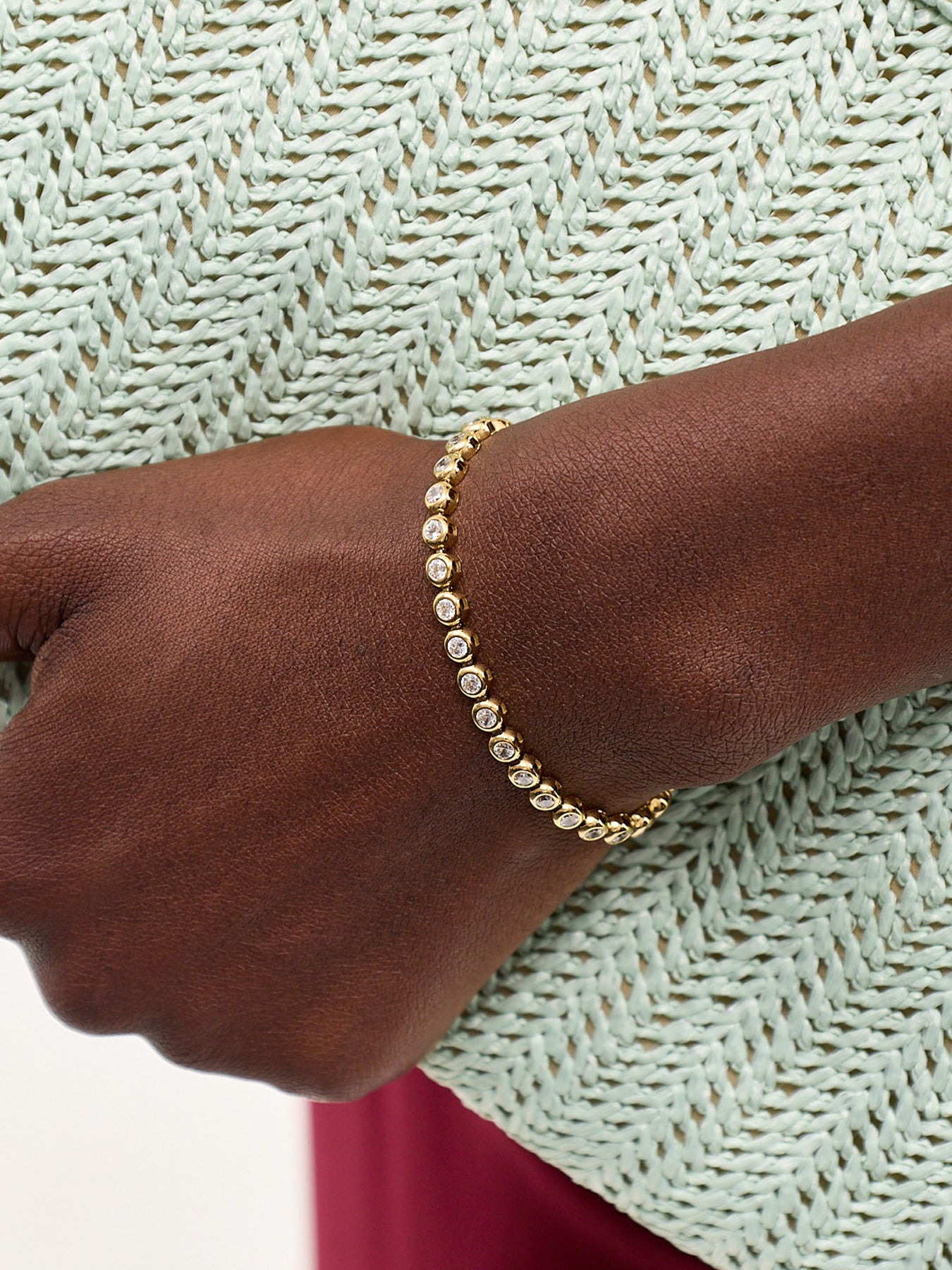 Classic Bezel Tennis Bracelet 16.5cm Gold