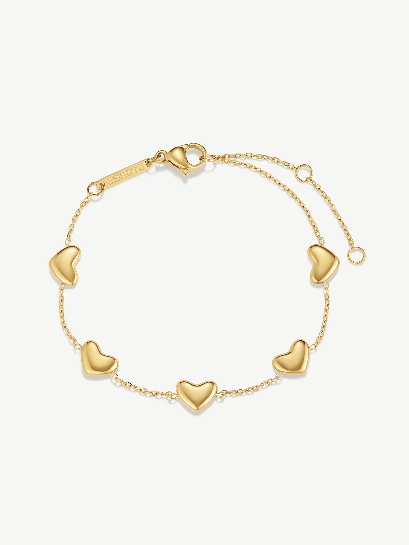 Bubble Heart Multi Charm Bracelet Gold