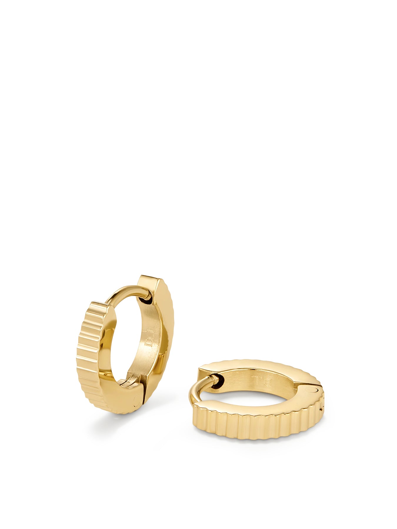 Mini Pleat Huggie Hoop Earrings Gold