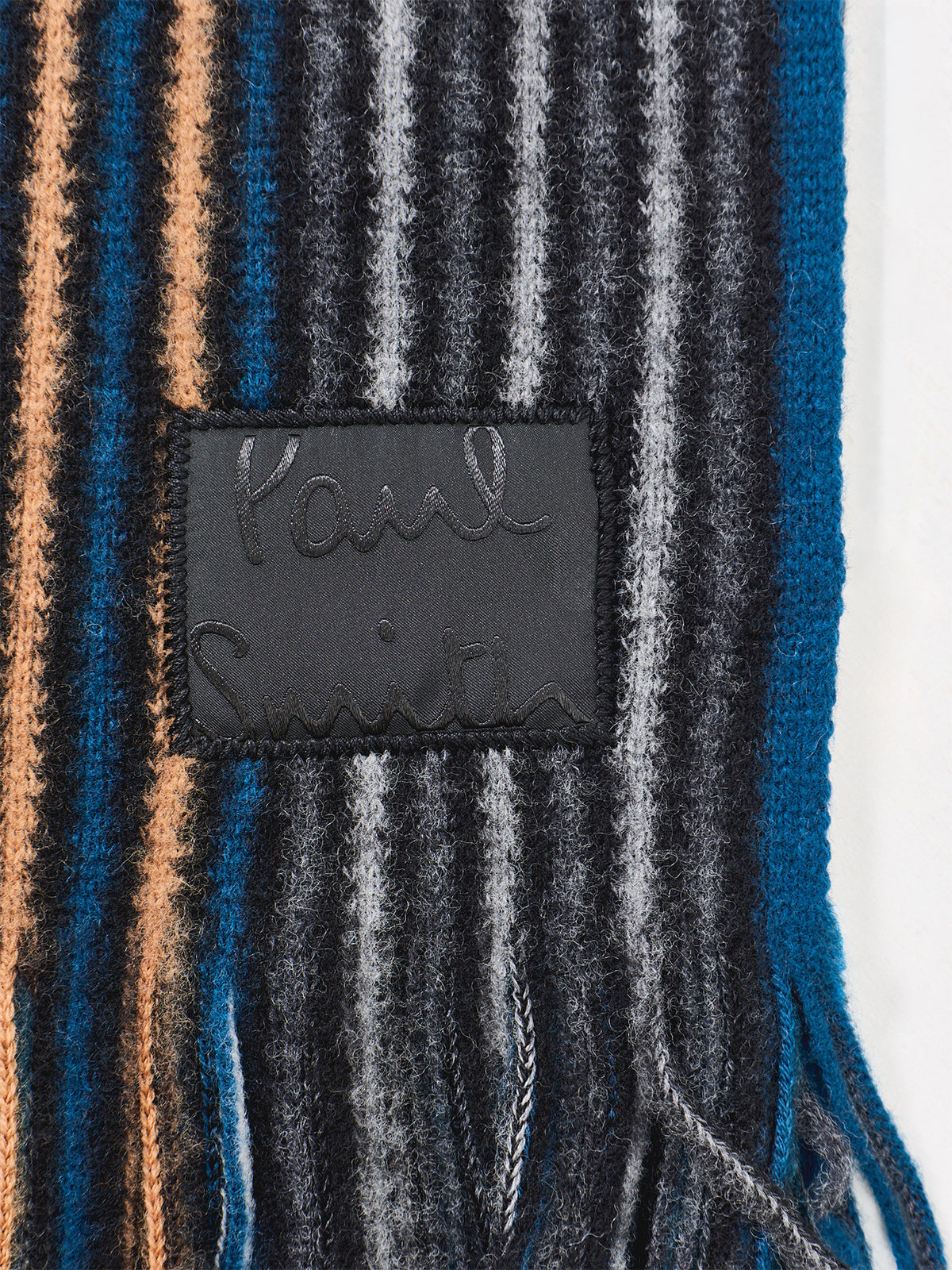 Double-Sided Stripe Wool Scarf - Grey