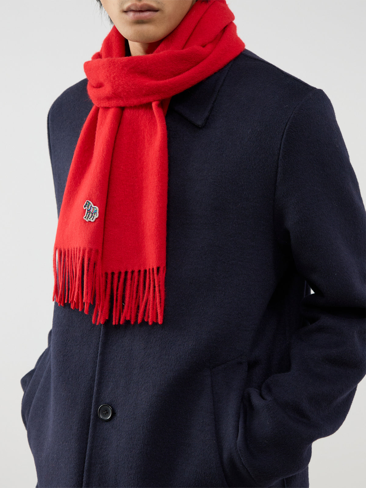 Lambswool Zebra Scarf – Red