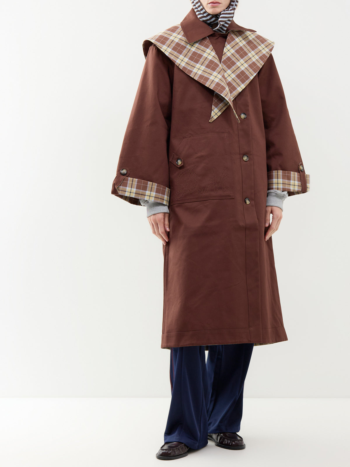 Jerry Reversible Organic Cotton Longline Trench Coat - Chocolate